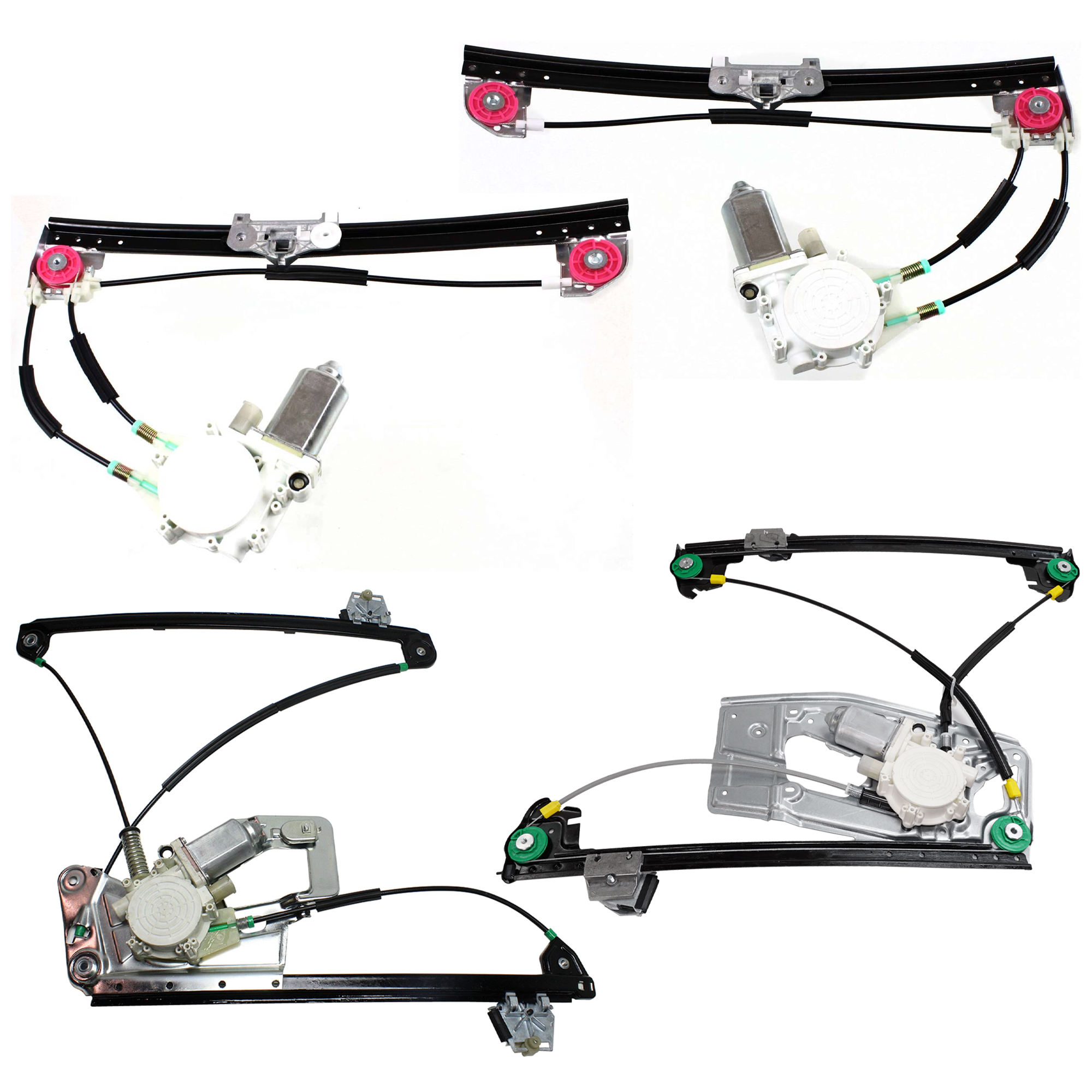 AM 528I 540I 97-99 FRONT AND REAR WINDOW REGULATOR RH AND LH Power w Motor Base Model SKU SET JB462927-4 Partslink BM1350117 BM1351117 BM1550112 BM1551112 OEM 51338252393 PFM 51338252394 PF
