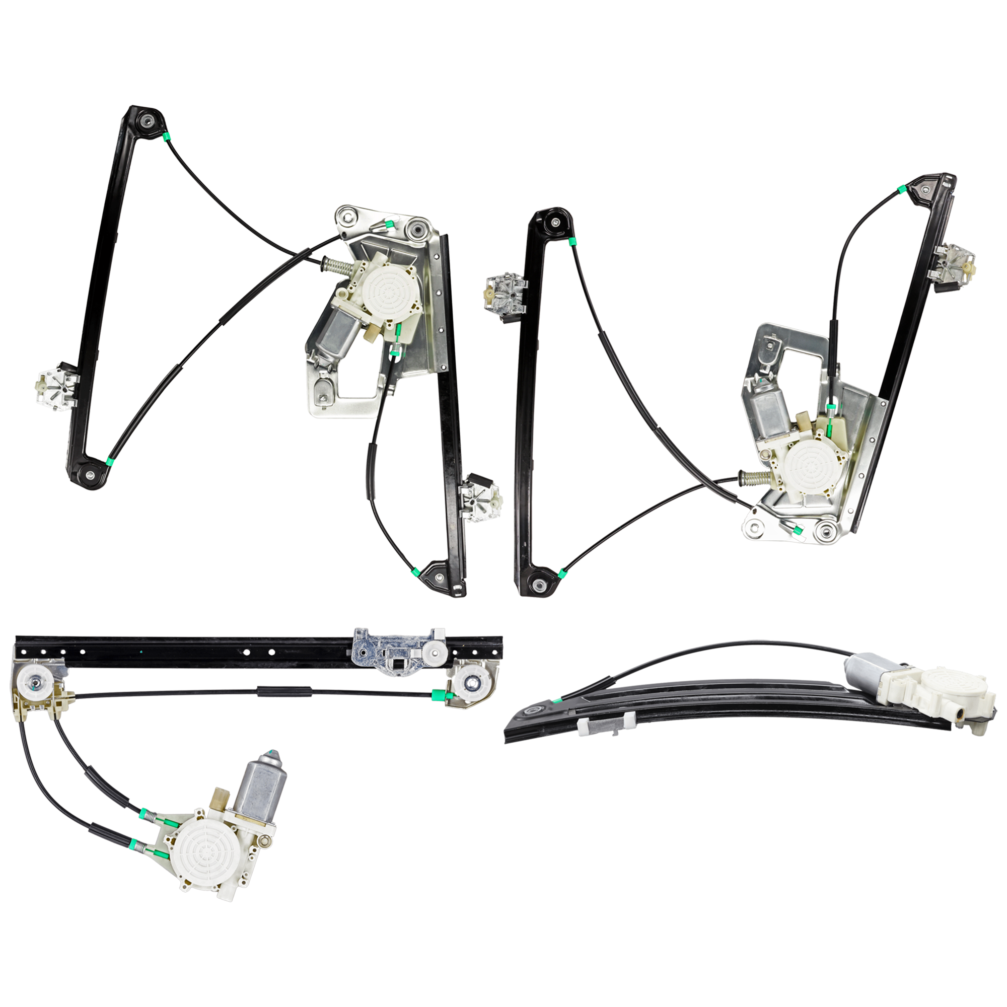 AM 528I 97-99 FRONT AND REAR WINDOW REGULATOR RH AND LH SKU SET JB491715-4 A Partslink BM1350117 BM1351117 BM1550112 OEM 51338252393 PFM 51338252394 PF