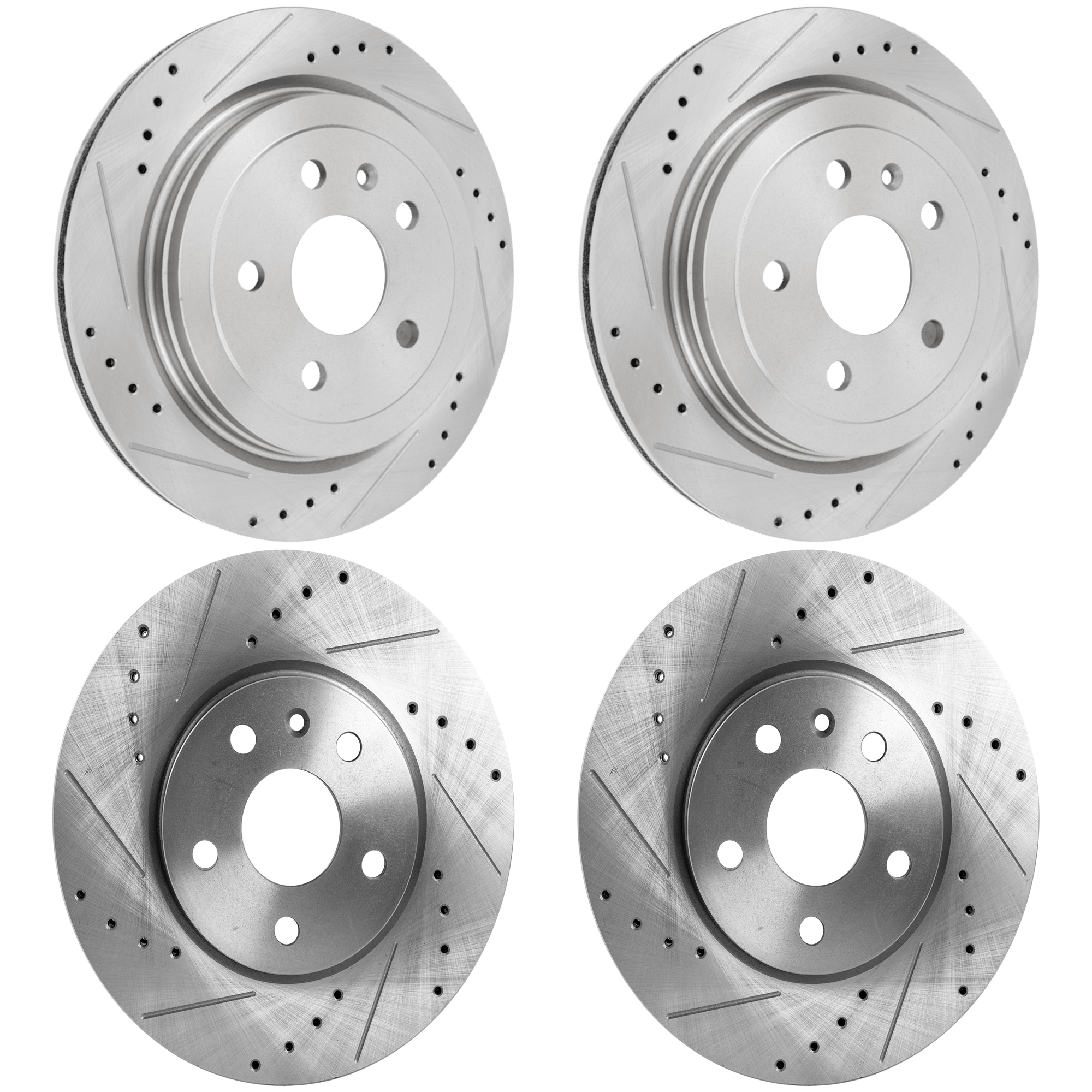 AM CAMARO 10-15 FRONT AND REAR BRAKE DISC RH AND LH 4 Wheel Set Cross drilled and Slotted SKU SET JC27110027DRS4 OEM 41237-55171-72038-493955-85013