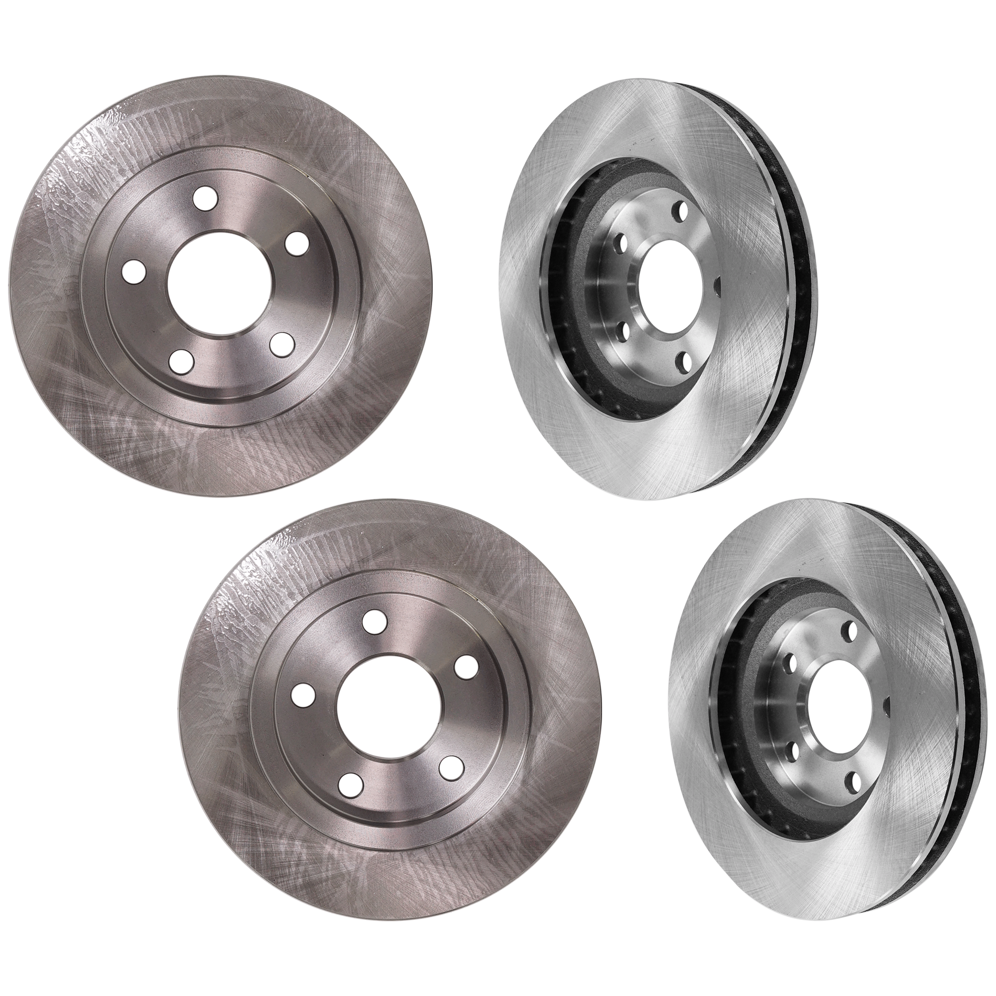 AM AURORA 99-03 BONNEVILLE 00-04 FRONT AND REAR BRAKE DISC 4 Wheel Set Plain Surface Vented 5 Lugs SKU SET JC27110064-4 A OEM 18021015-18022401-18060236