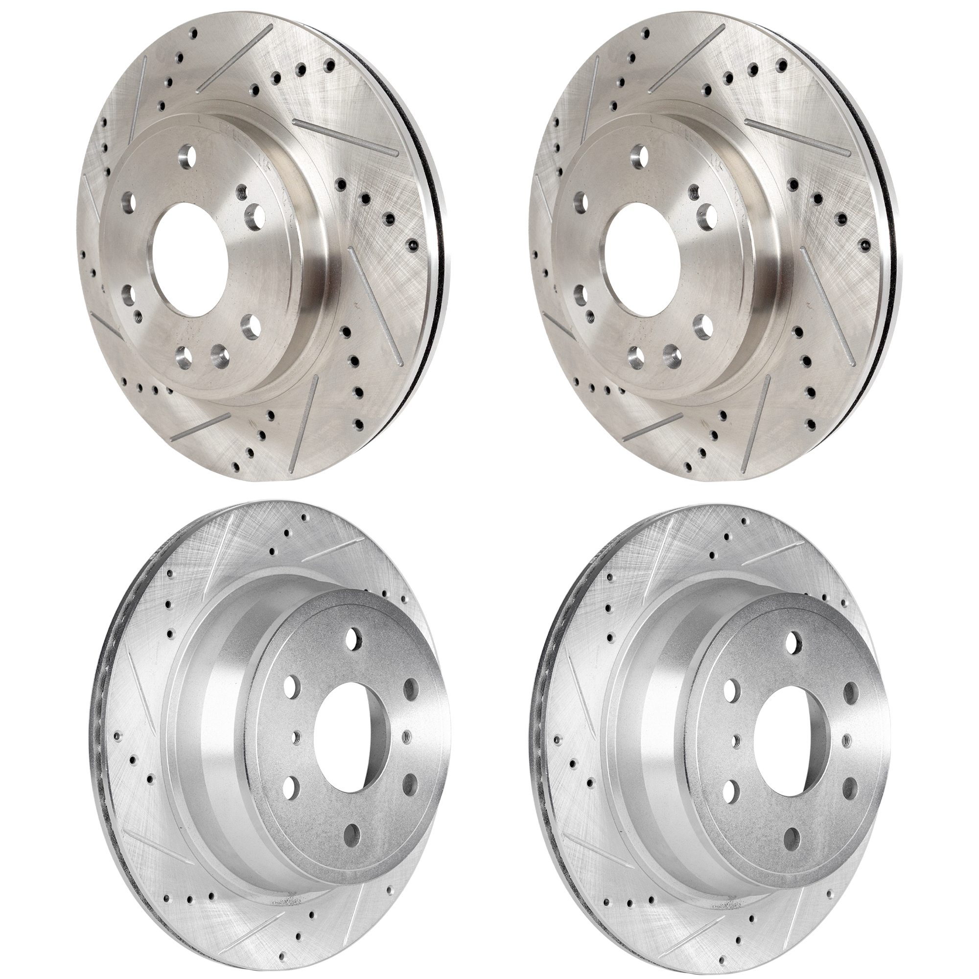 AM ESCALADE ESCALADE ESV TAHOE YUKON 07-20 FRONT AND REAR BRAKE DISC RH AND LH 4 Wheel Set Cross drilled and Slotted SKU SET JC27110095DRS4 OEM 41252-55097-55170-72043-145582