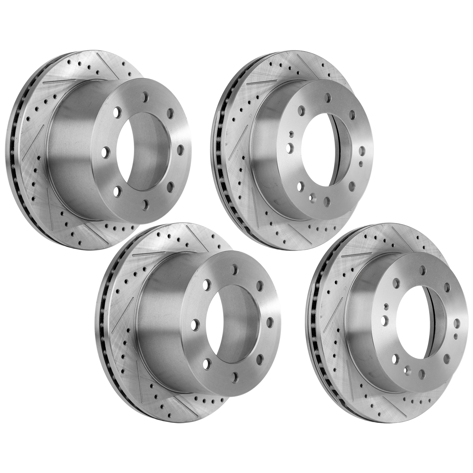 AM SIERRA 3500 HD SILVERADO 3500 HD 11-19 FRONT AND REAR BRAKE DISC RH AND LH 4 Wheel Set Cross drilled and Slotted SKU SET JC27110103DRS4 OEM 41268-55191-850227-901026-6004