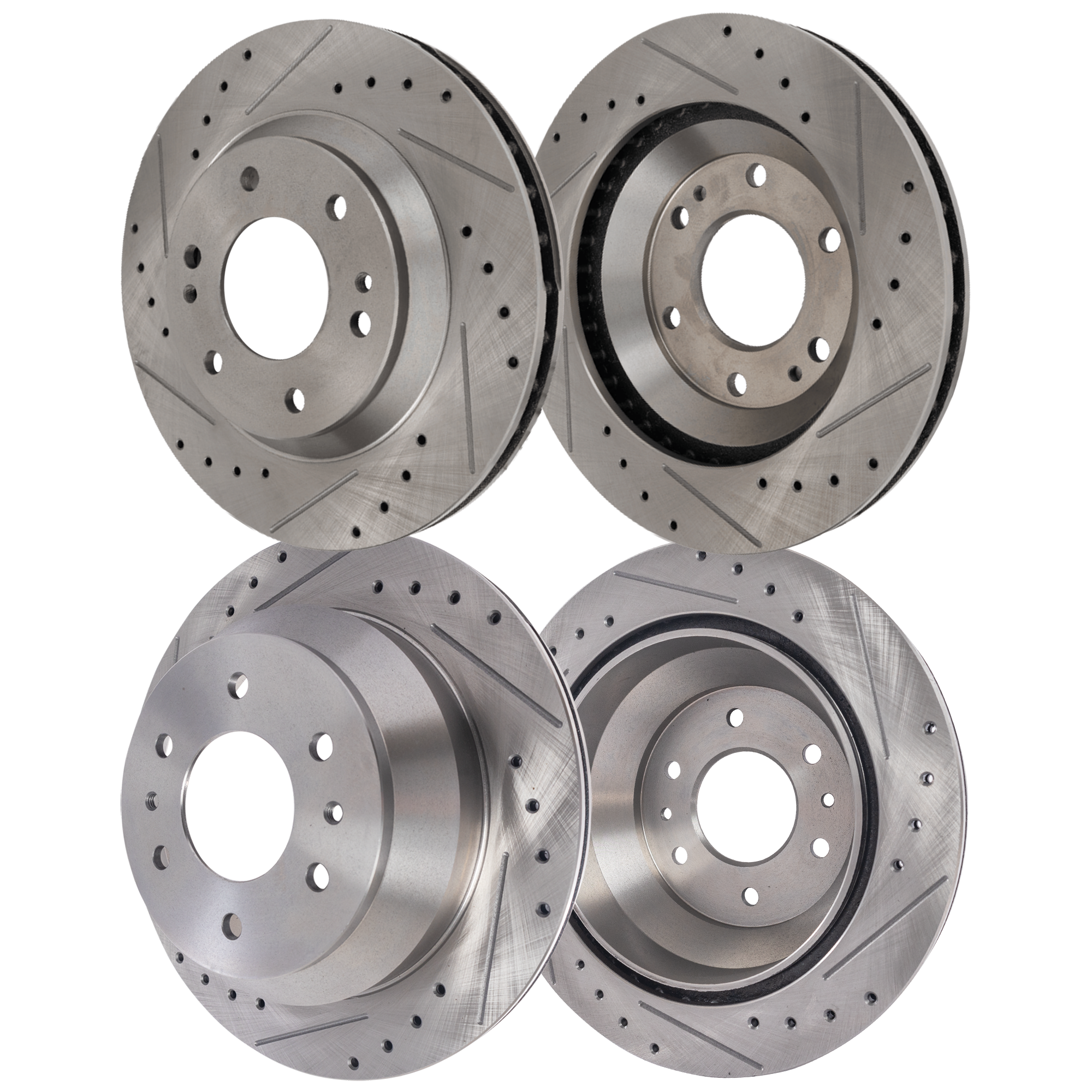 AM TRAILBLAZER 02-05 ASCENDER 04-06 FRONT AND REAR BRAKE DISC RH AND LH 4 Wheel Set Cross drilled and Slotted SKU SET JC27110122DRS4 OEM 19943-55069-101757-145304-5800