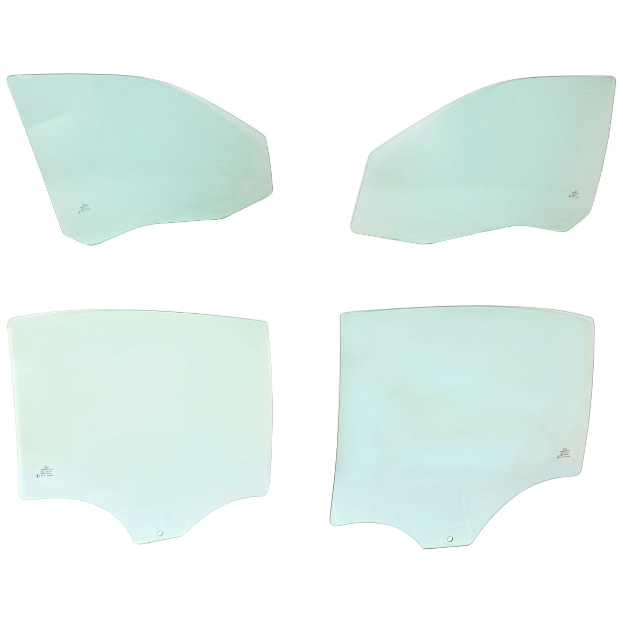 AM MALIBU 04-08 FRONT AND REAR DOOR GLASS RH AND LH Green Tint 4 Door SKU SET JC480121-4 OEM 22627166 DD10486GTNN 22627167