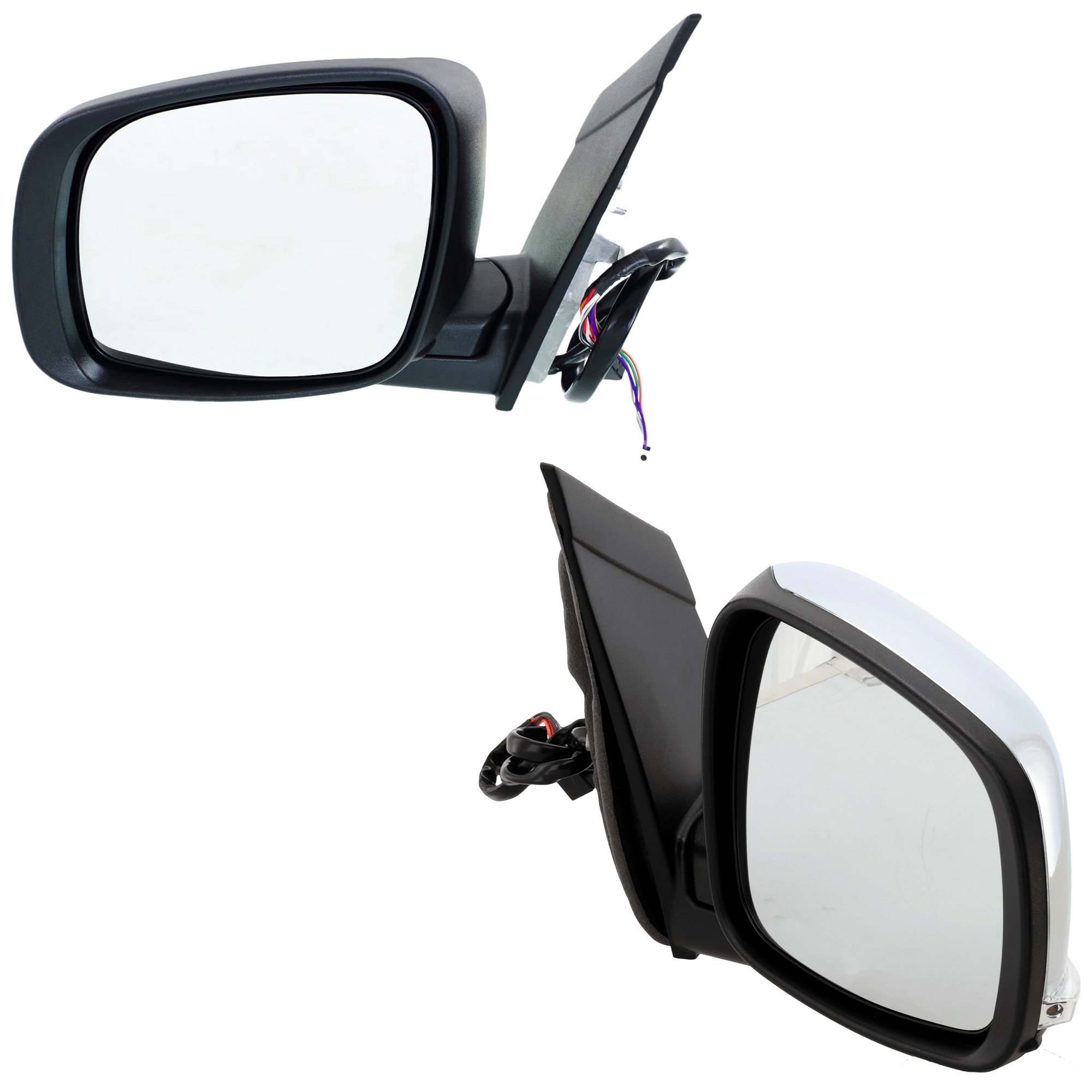 AM GRAND CARAVAN 08-19 MIRROR RH AND LH Power Heated Manual Folding Chrome w Signal Light SKU SET JCH69CR S 2 Partslink CH1320383 CH1321382 OEM 5113260AN 5113325AA