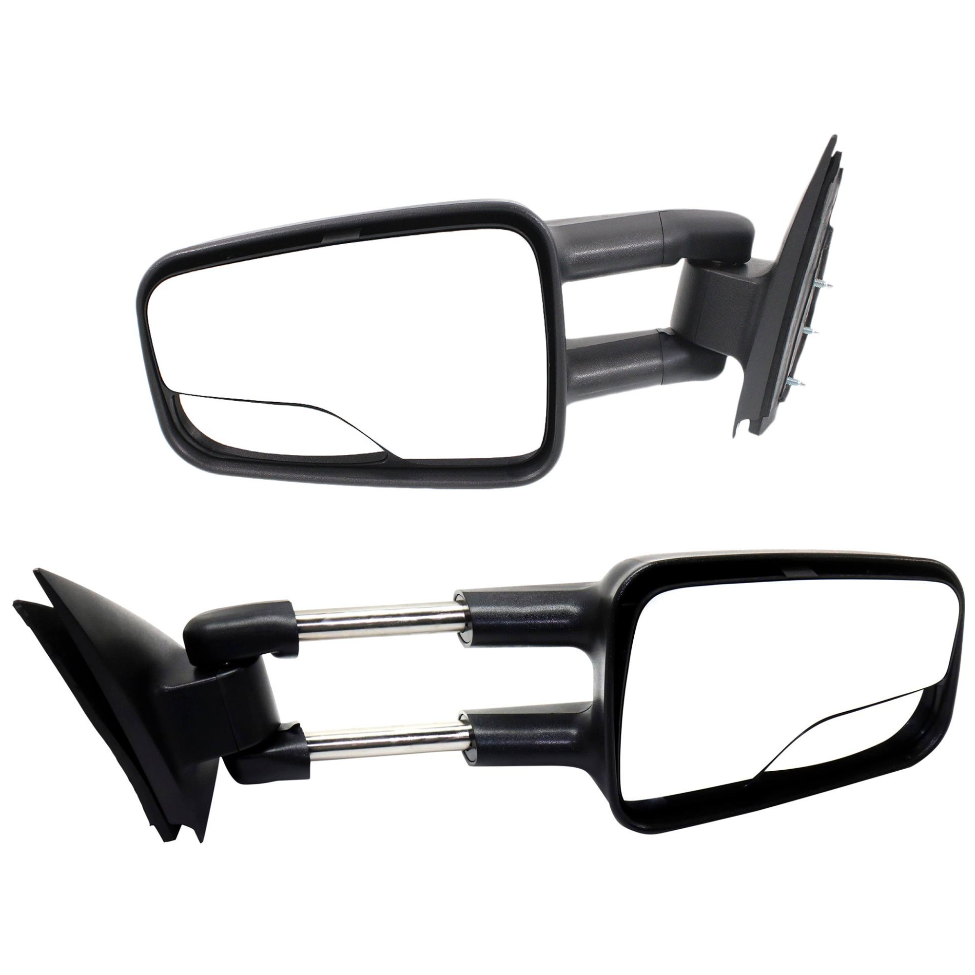 AM SILVERADO SIERRA 99-07 MIRROR RH AND LH Man Camper Manual Folding Non Heated w BSG Txtd Blk Includes 2007 Classic SKU SET JCV27R 2 Partslink GM1320244 GM1321298 OEM 15172059-15172060