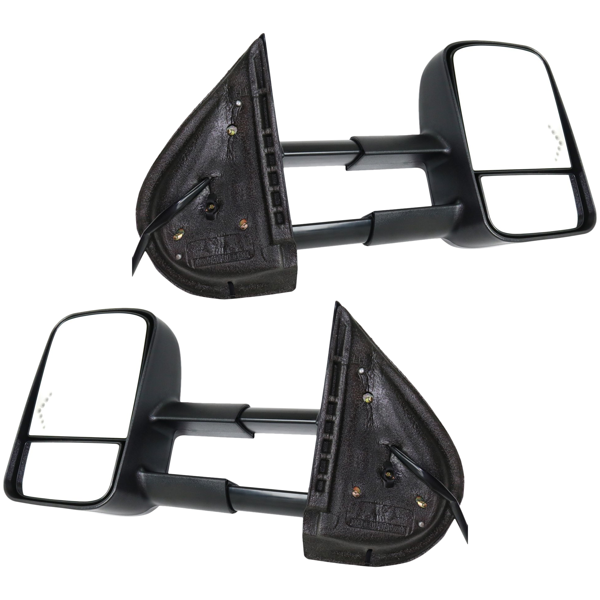 AM SILVERADO 07-14 SUBURBAN 07-14 TOWING MIRROR RH AND LH Power Manual Folding Heated Textured w In glass Signal Light No Memory and Puddle Light SKU SET JCV41ER S Partslink GM1320354 GM1321354 OEM 20862098-20862099