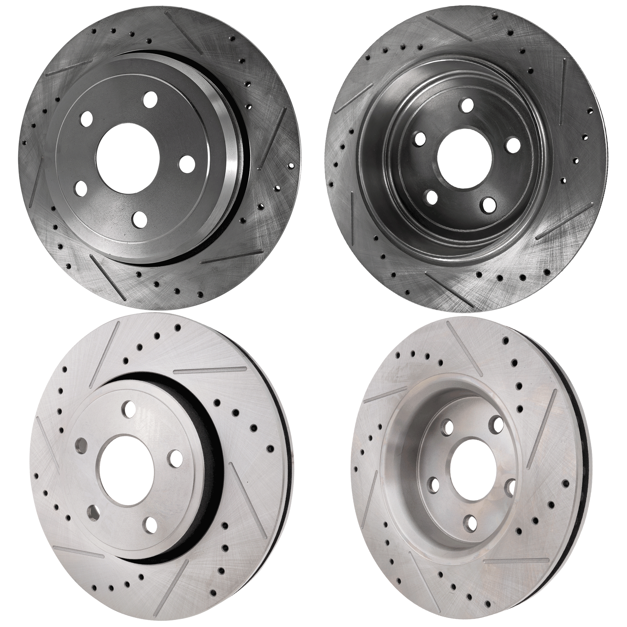 AM DURANGO 13-20 FRONT AND REAR BRAKE DISC 4 Wheel Set Cross drilled and Slotted SKU SET JD27110015DRS4 OEM 43176-53063-850239-60042006-53