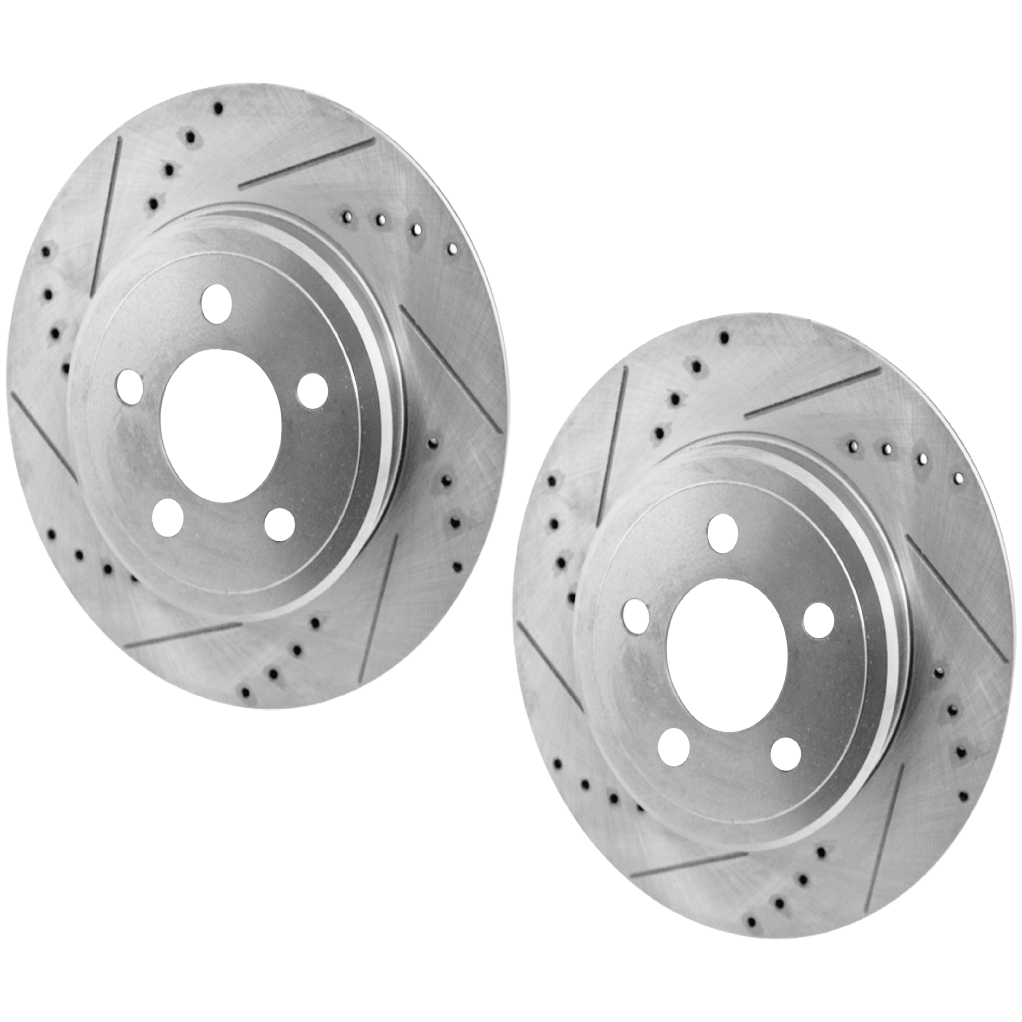 AM CHRYSLER 300-05-21 MAGNUM 05-08 REAR BRAKE DISC RH AND LH Cross drilled and Slotted Vented 5 Lugs SKU SET JD27110026DRS2 OEM 27355-53024-145568-780257-7810