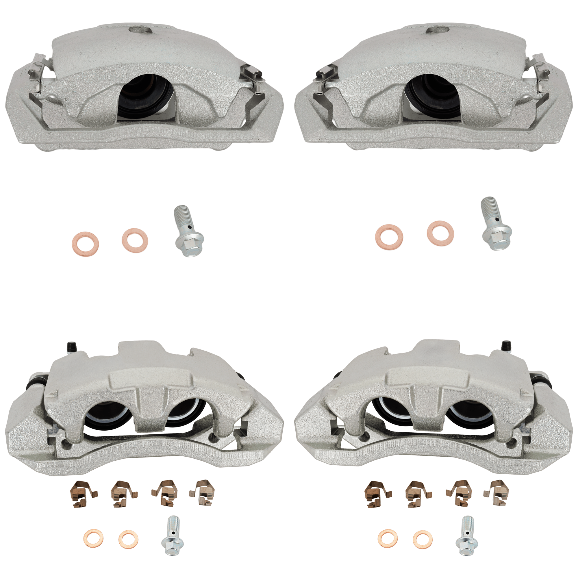 AM DAKOTA 05-08 RAIDER 06-09 FRONT AND REAR BRAKE KIT WITH CALIPERS 4 Wheel Set Includes 4 Brake Caliper SKU SET JD27150004