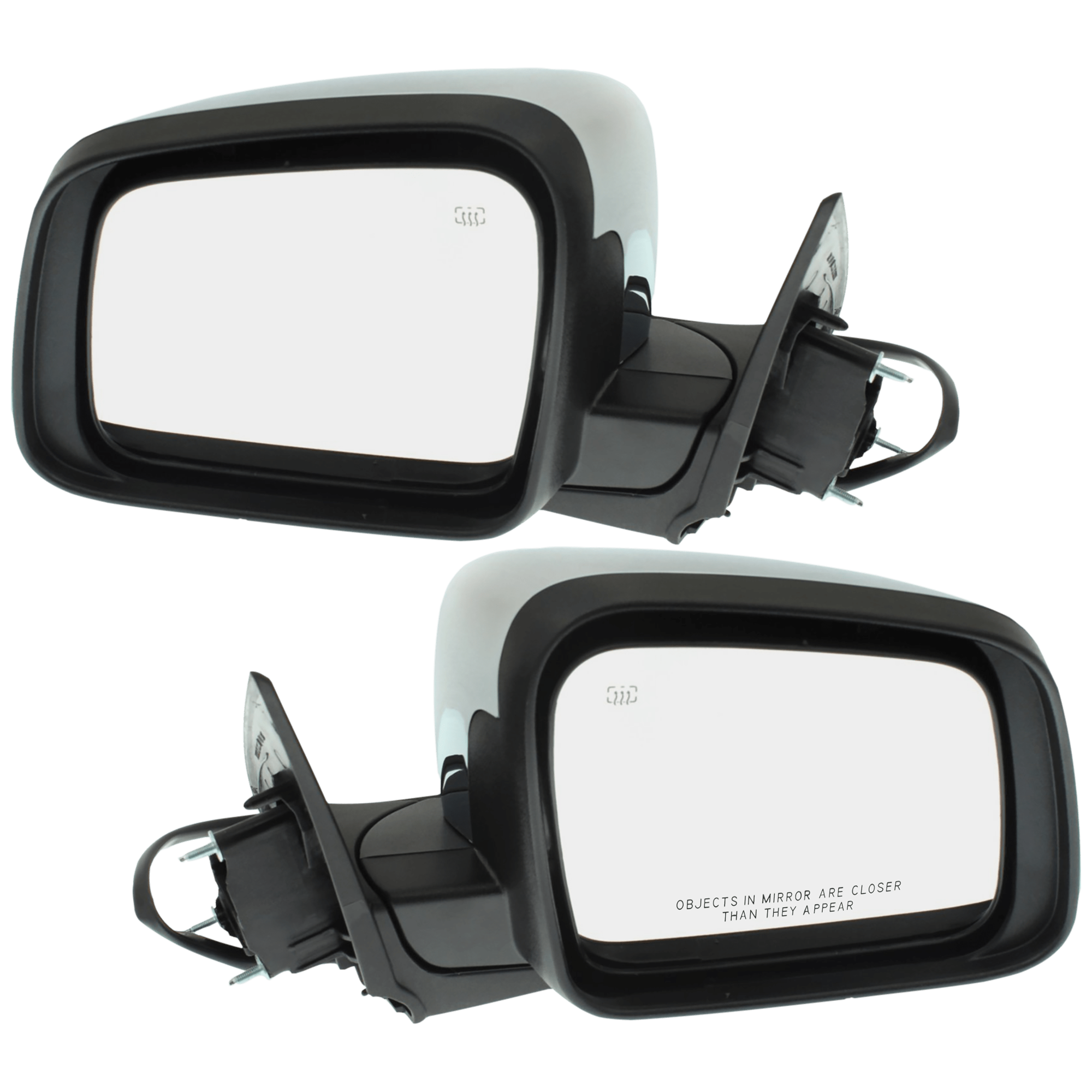 AM DURANGO 14-22 MIRROR RH AND LH Power Manual Folding Heated Chrome No BSD Memory and Signal Light SKU SET JDG116CR Partslink CH1320388 CH1321388 OEM 68249320AF 68249321AF