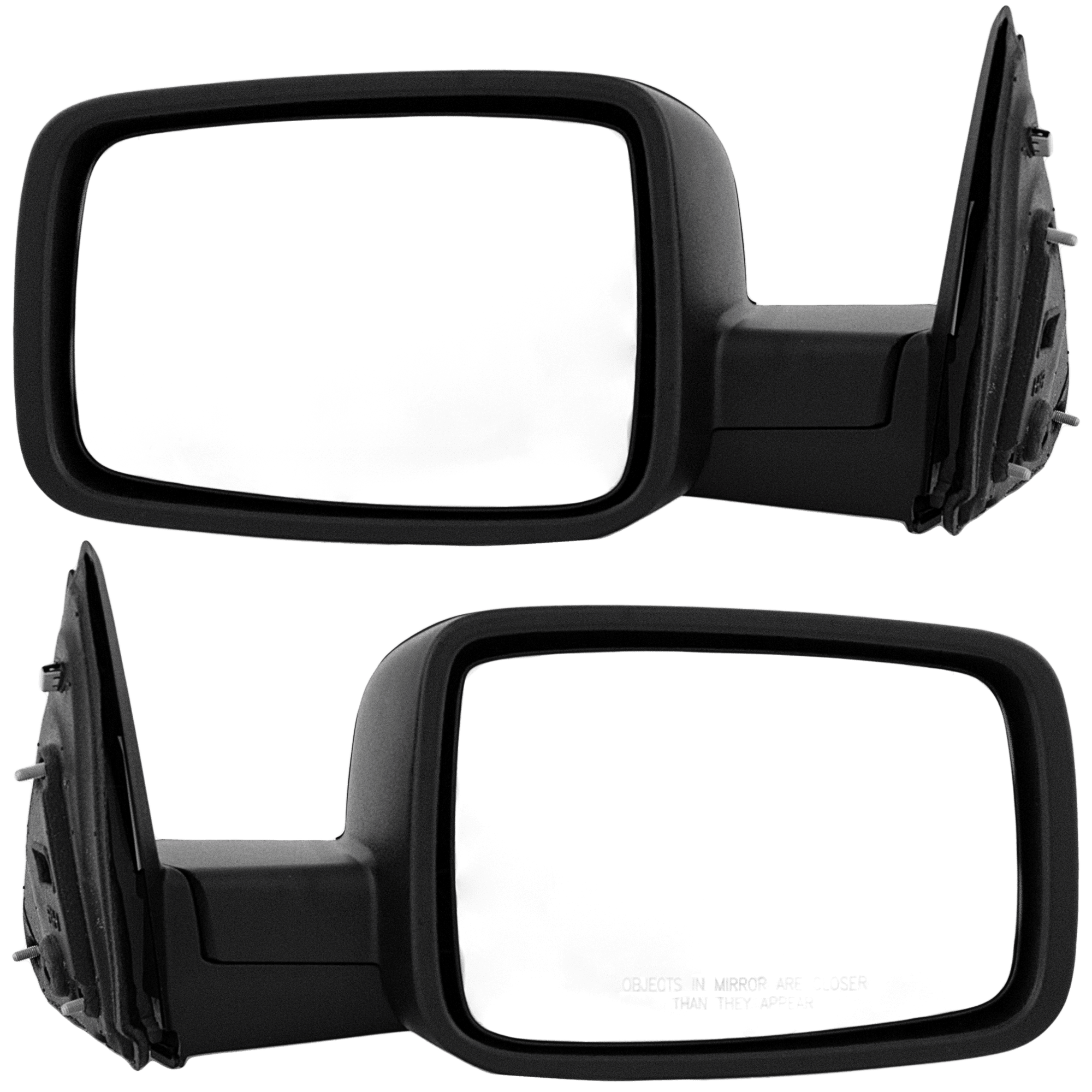 AM RAM 1500-2500 P U 09-12 MIRROR RH AND LH Non Towing Manual Adjust Manual Folding Non Heated Textured No Memory Puddle Light and Signal Light SKU SET JDG61R Partslink CH1320308 CH1321308 OEM 55372068AI 55372068AF 55372069