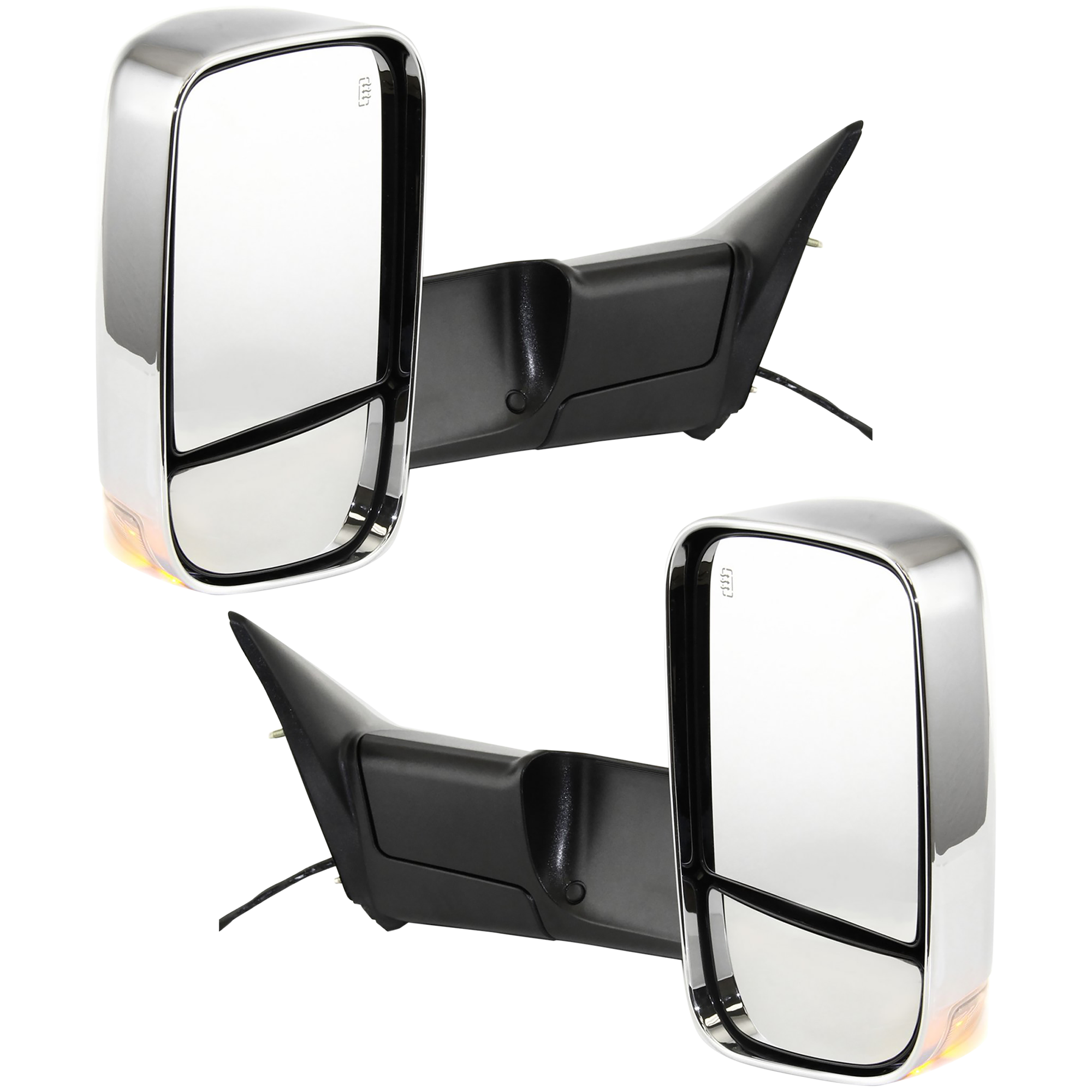 AM DODGE FULL SIZE P U 10-10 RAM FULL SIZE P U 11-12 TOWING MIRROR RH AND LH Power Manual Folding Heated Chrome No Auto dimming BSD and In housing Signal Light w Memory SKU SET JDG77ER Partslink CH1320320 CH1321320 OEM 68033734AM 68033734AD 68033735
