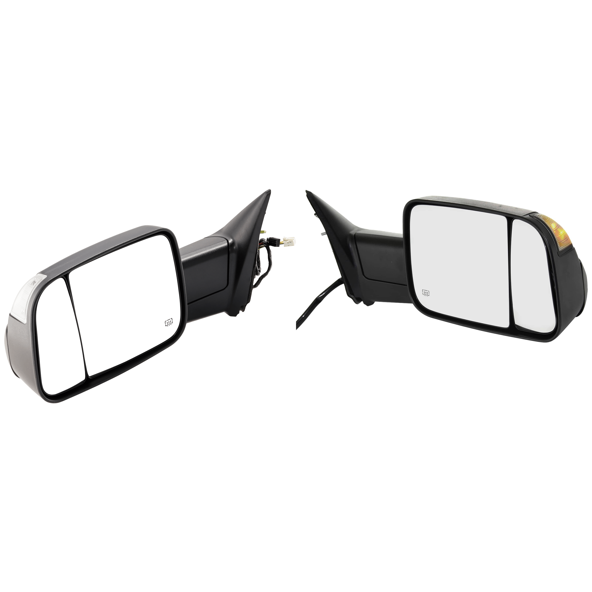 AM RAM FULL SIZE P U 12-18 MIRROR RH AND LH Towing Power Manual Folding Heated Textured w Puddle and Signal Lights No Memory Includes 19-22-1500 Classic SKU SET JDG96ER S Partslink CH1320350 CH1321350 OEM 68412786AB 68285864AB 68412787