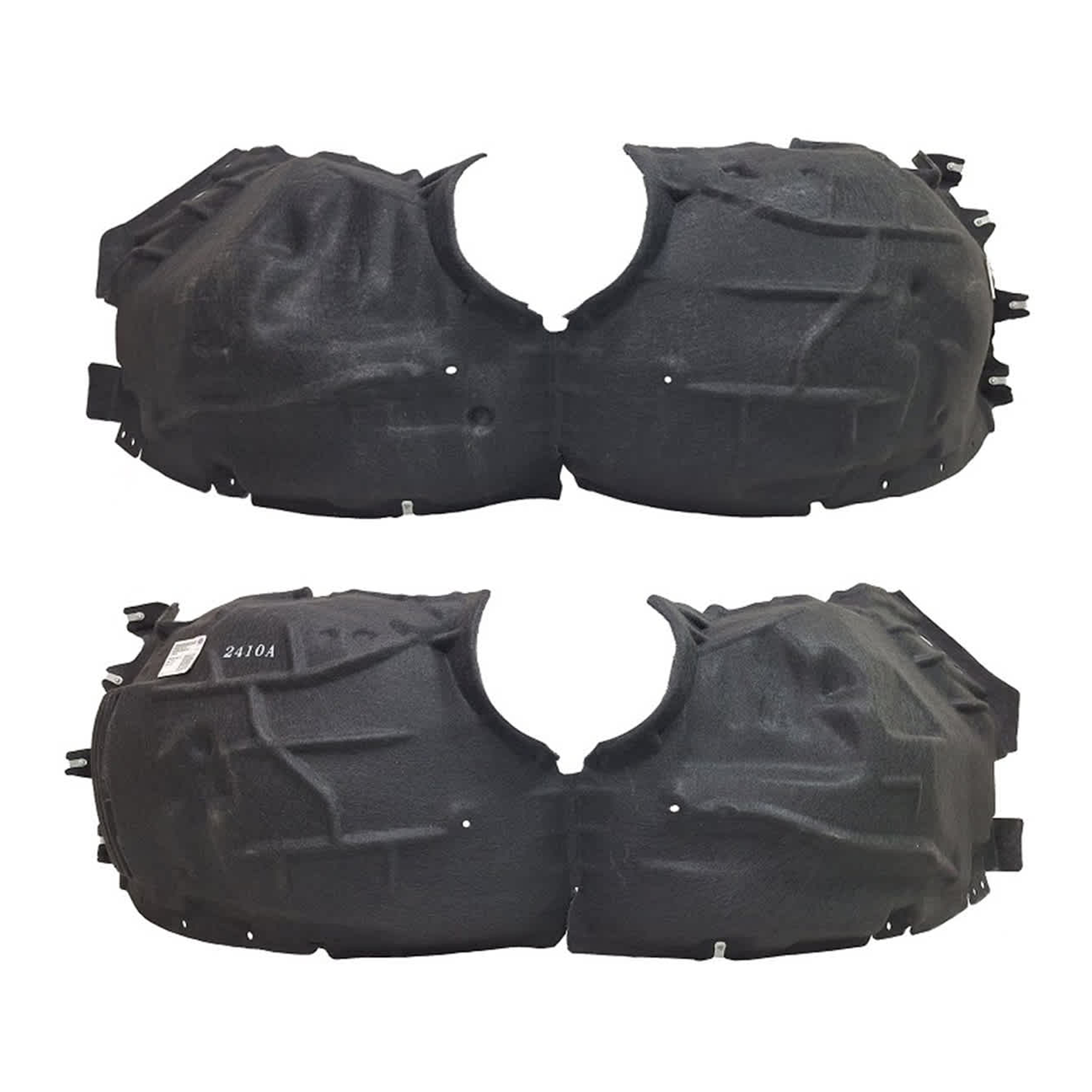 AM MUSTANG 24-24 FRONT FENDER LINER RH AND LH Polyethylene terephthalate Heat Form w o Insulation Foam w GT Performance Package GT GT Premium Models Convertible Coupe SKU SET JF22210001 Partslink FO1248228 FO1249228 OEM PR3Z16102B PR3Z16103B