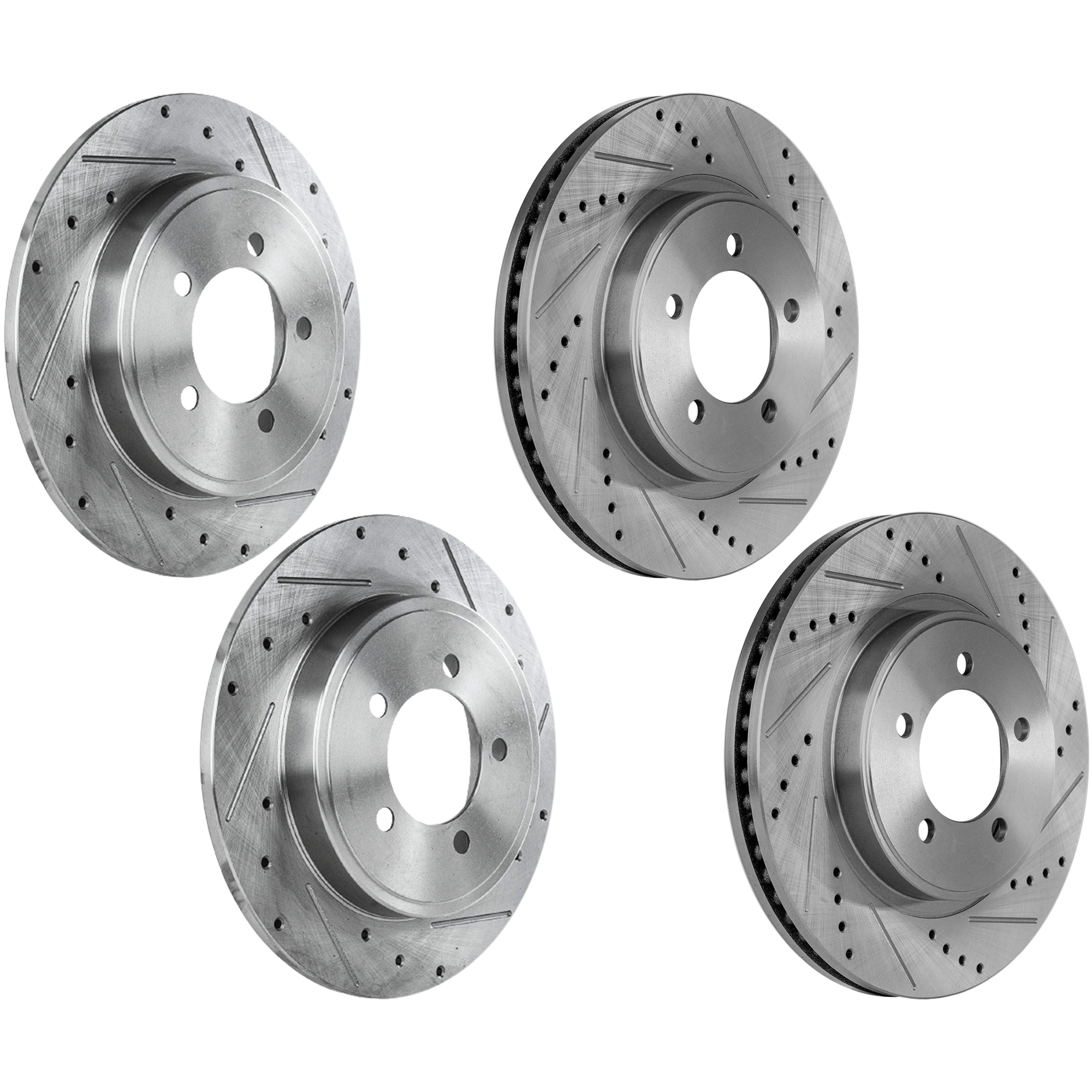 AM EXPLORER MOUNTAINEER 06-10 FRONT AND REAR BRAKE DISC RH AND LH 4 Wheel Set Cross drilled and Slotted SKU SET JF27110052DRS4 OEM 19695-54098-65090-102122-14535