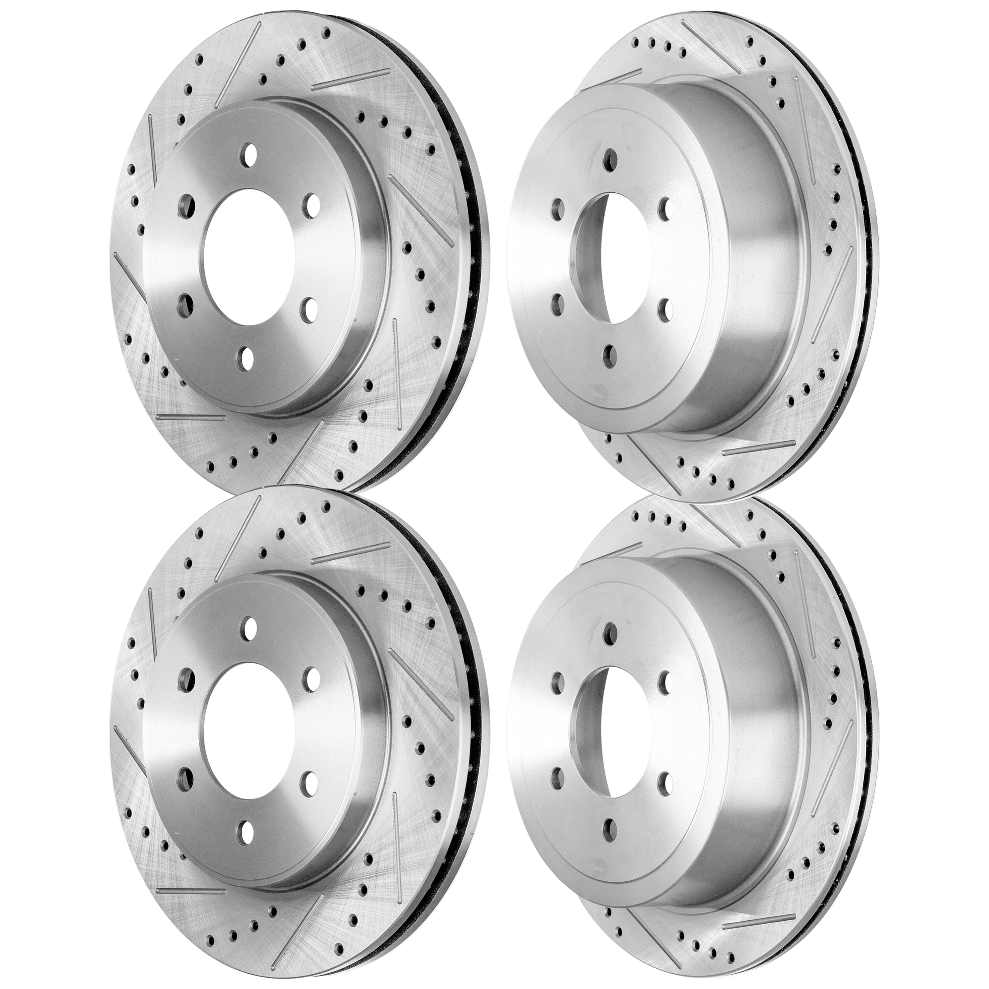 AM F 150-04-08 MARK LT 06-08 FRONT AND REAR BRAKE DISC RH AND LH 4 Wheel Set Cross drilled and Slotted SKU SET JF27110057DRS4 OEM 19347-54111-145521-492535-6801