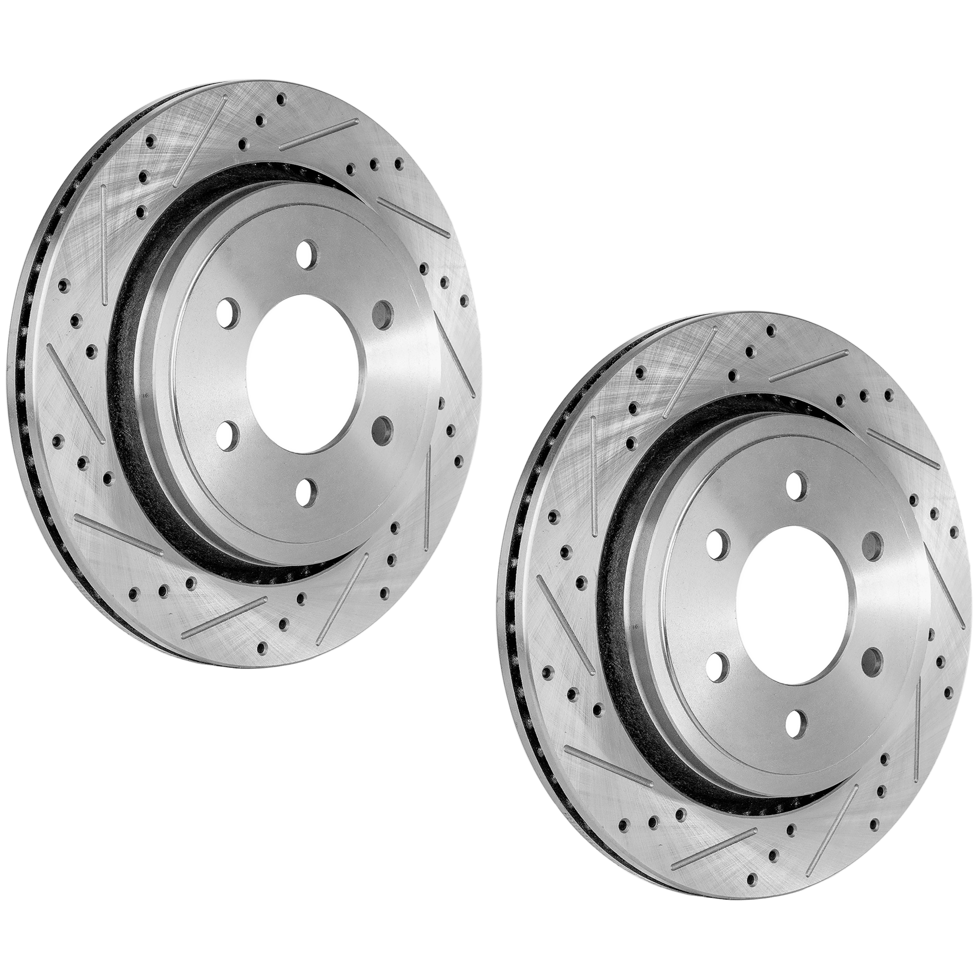 AM F 150-15-17 REAR BRAKE DISC RH AND LH Cross drilled and Slotted Vented 6 Lugs Performance Rotor w Electronic Parking Brake SKU SET JF27110066DRS2 OEM 42320-75029-850390-60054231-68