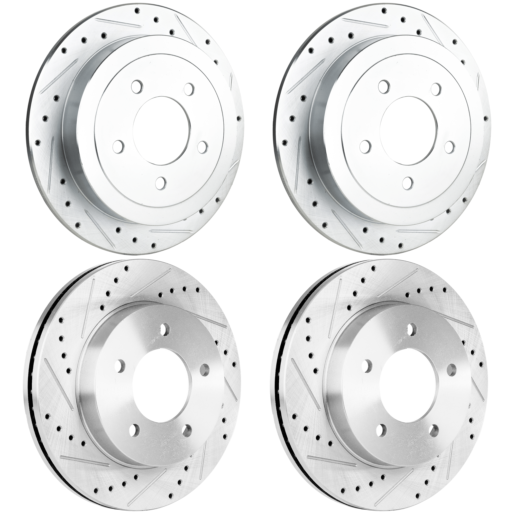 AM F 150-00-03 F 150 HERITAGE 04-04 FRONT AND REAR BRAKE DISC RH AND LH Cross drilled and Slotted 5 Lugs 4 Wheel Set SKU SET JF27110069DRS4 OEM 19773-27015-54042-65925-66630