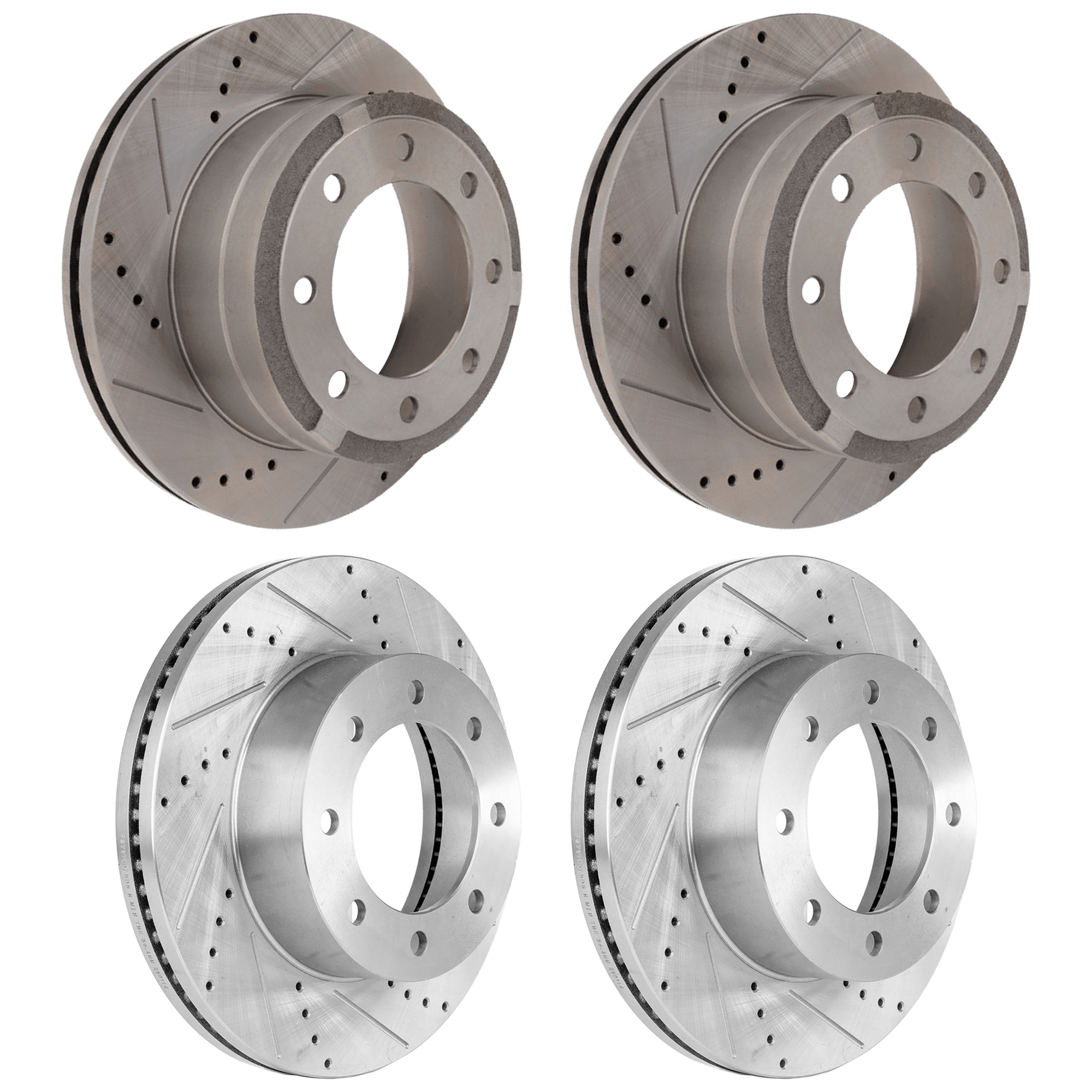 AM F 250 SUPER DUTY F 350 SUPER DUTY 12-22 FRONT AND REAR BRAKE DISC RH AND LH 4 Wheel Set Cross drilled and Slotted SKU SET JF27110075DRS4 OEM 42292-681016-850349-60054223-6