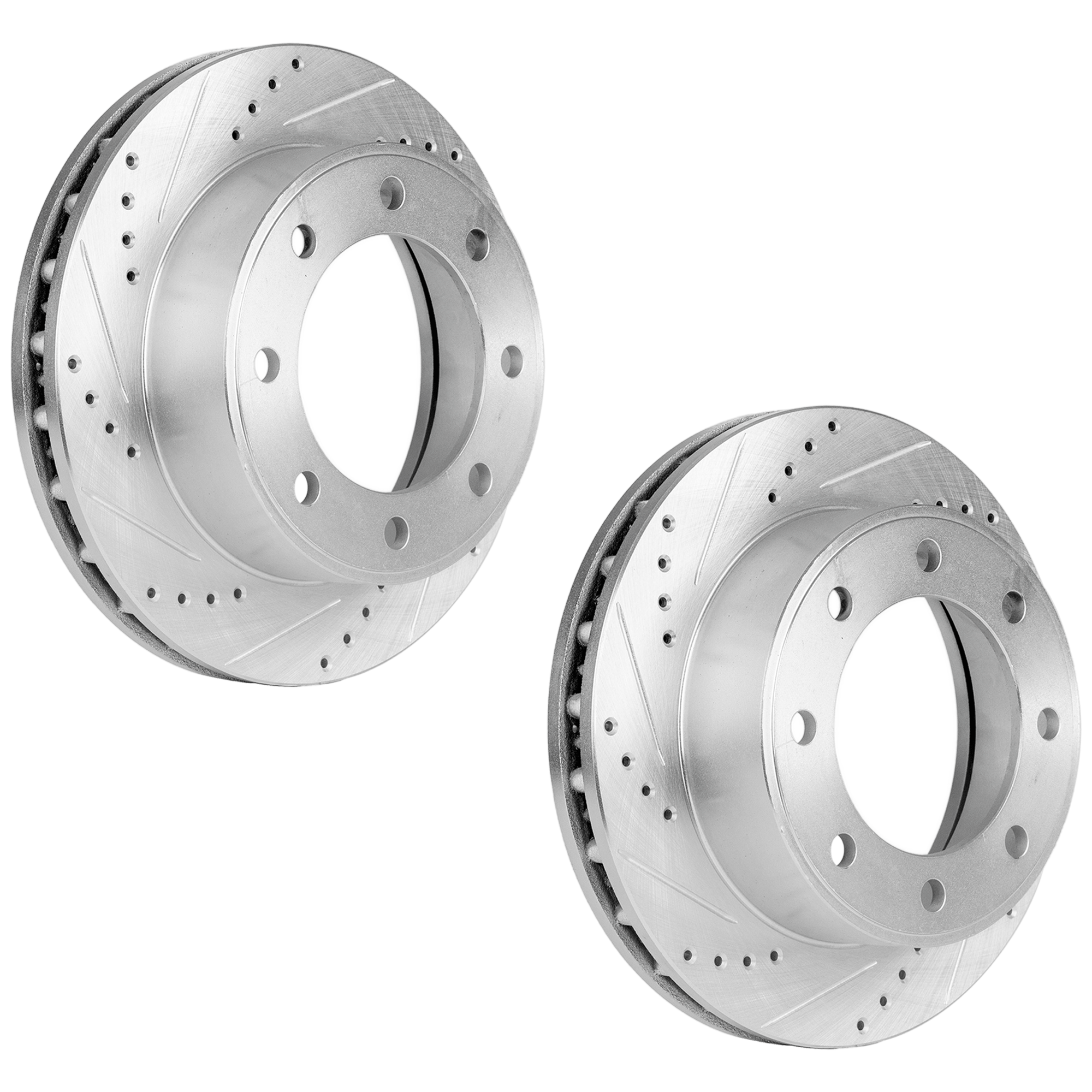 AM F 250 SUPER DUTY F 350 SUPER DUTY 99-04 EXCURSION 00-05 FRONT BRAKE DISC RH AND LH Cross drilled and Slotted 8 Lugs Performance Rotor SKU SET JF27110078DRS2 OEM 19908-54078-66914-145274-49227