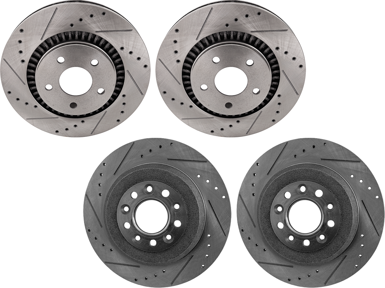 AM FIVE HUNDRED FREESTYLE 05-07 FRONT AND REAR BRAKE DISC 4 Wheel Set Cross drilled and Slotted SKU SET JF27110099DRS4 OEM 19362-42146-42266-54125-54165
