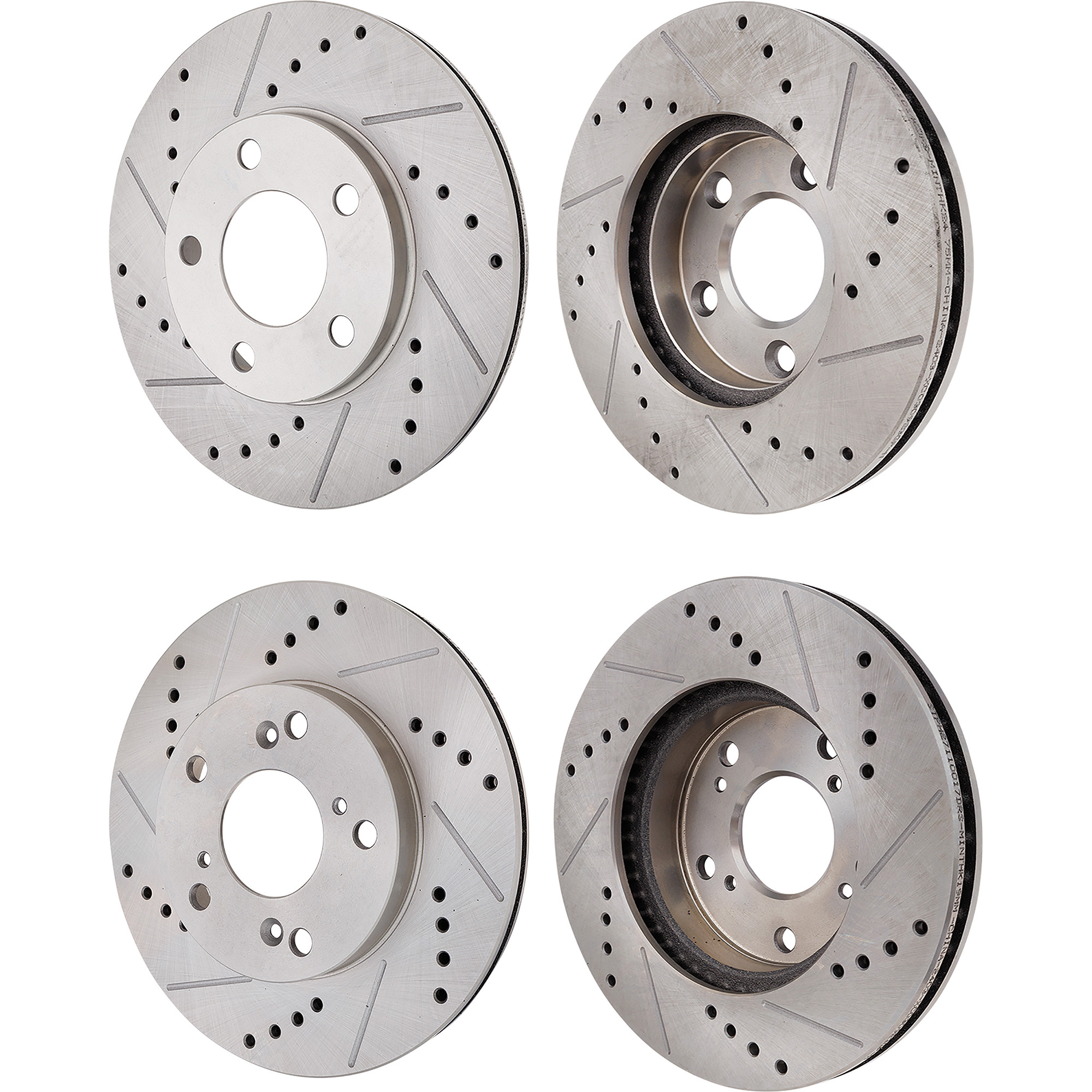 AM MUSTANG 94-04 FRONT AND REAR BRAKE DISC 4 Wheel Set Cross drilled and Slotted SKU SET JF27110146DRS4 OEM 1184-19760-27110-54011-658