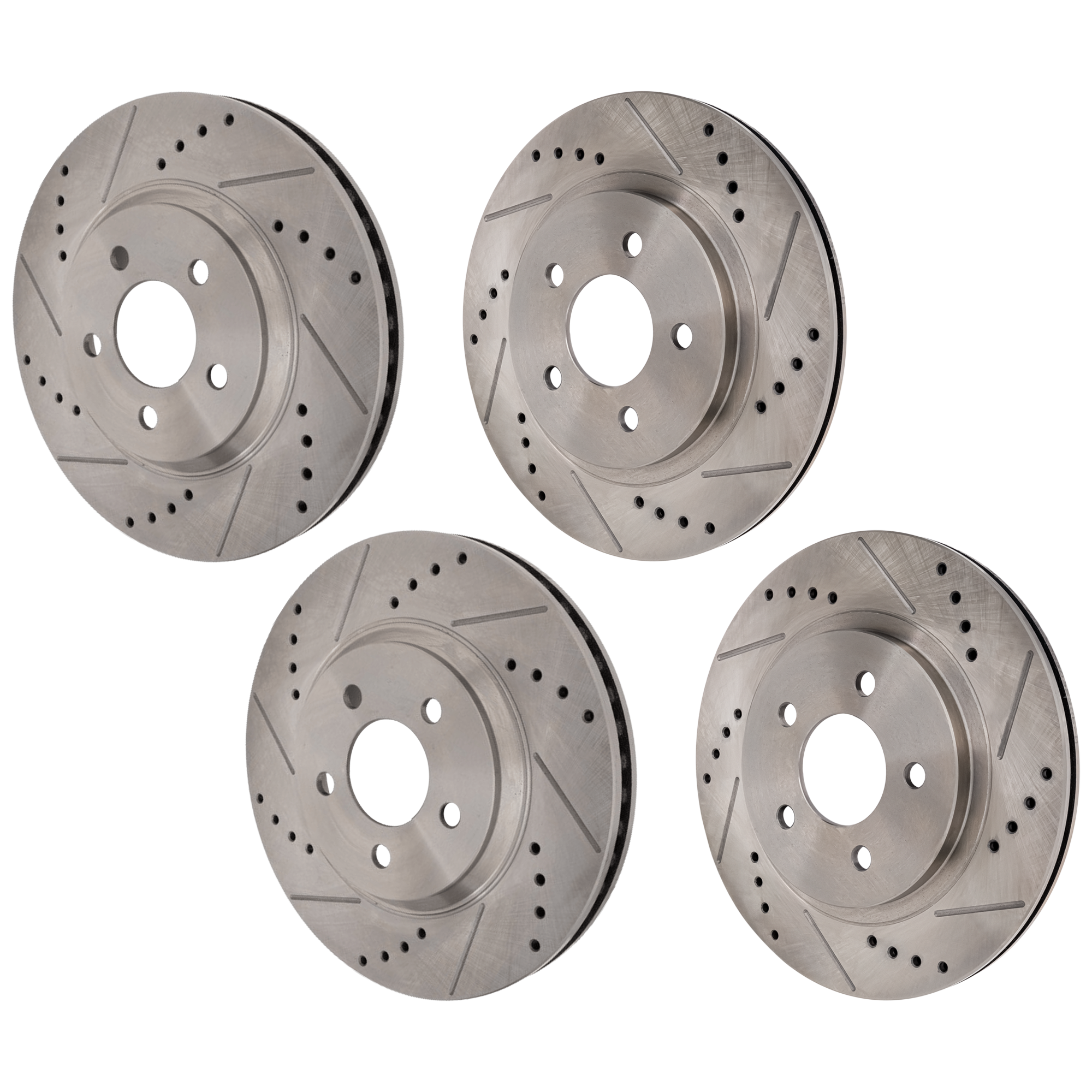 AM MUSTANG 05-14 FRONT AND REAR BRAKE DISC RH AND LH 4 Wheel Set Cross drilled and Slotted SKU SET JF27110222DS 4 OEM 42134-54134-680326-900242-6005