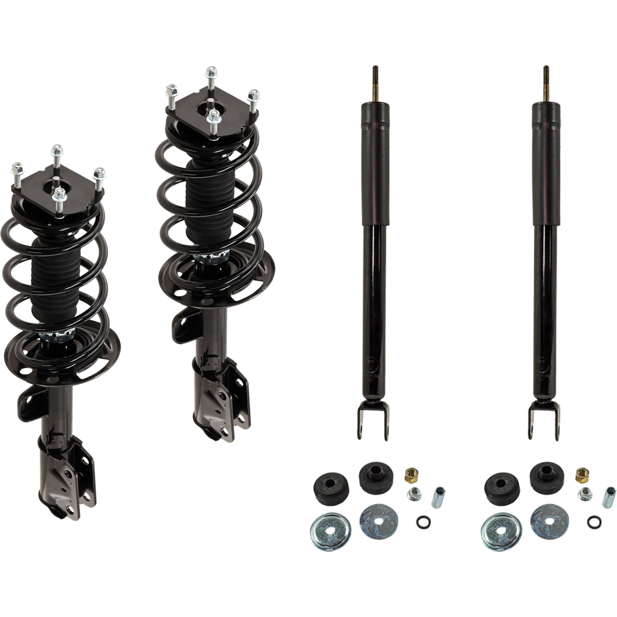 AM EXPLORER 13-13 FRONT AND REAR SHOCK AND FULLY LOADED STRUT RH AND LH Front Wheel Drive Set of 4 SKU SET JF28050015-4 B OEM 1333450L BB5Z18124A BB5Z18124B
