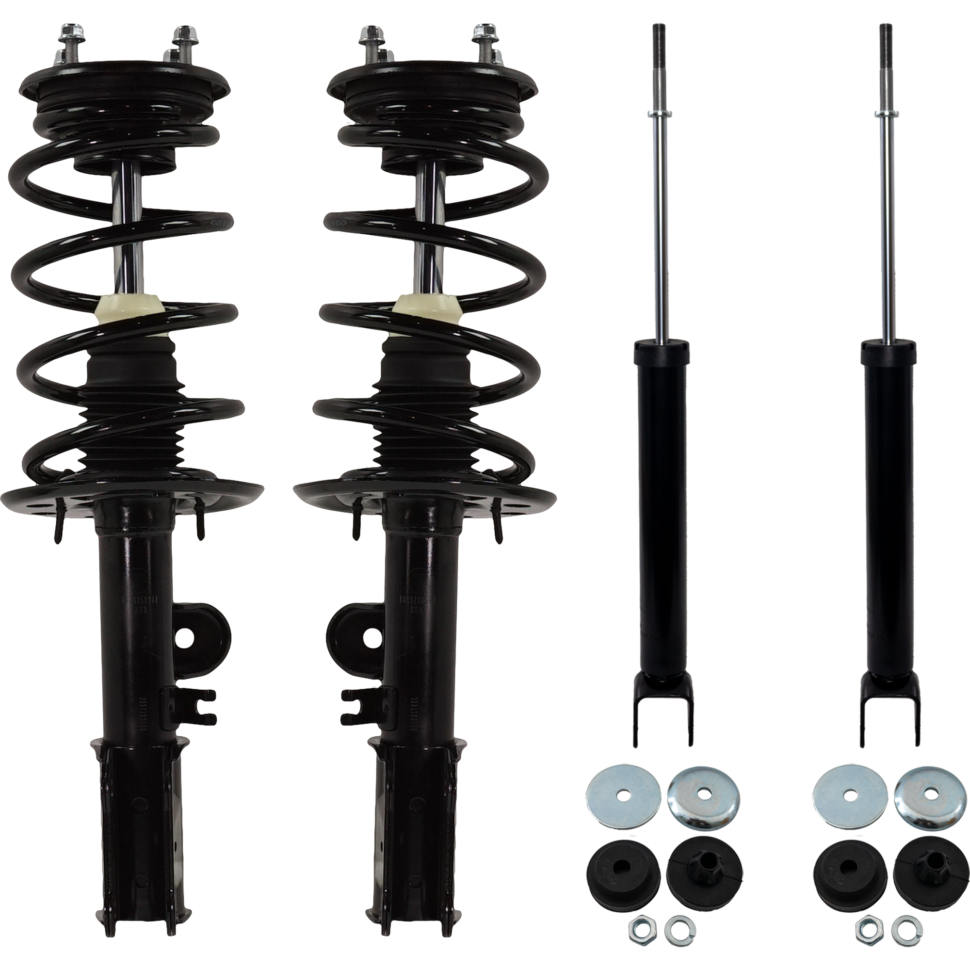 AM FLEX 13-19 FRONT AND REAR SHOCK AND FULLY LOADED STRUT RH AND LH Gas Charged Twin tube Set of 4 SKU SET JF28050047-4 OEM 2701654830 DA8Z18124D DA8Z1812
