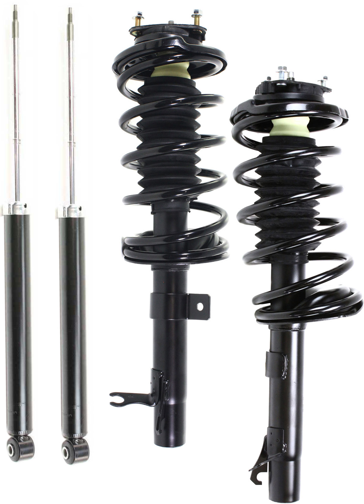 AM FOCUS 00-05 FRONT AND REAR SHOCK AND FULLY LOADED STRUT RH AND LH Gas Charged Twin tube Set of 4 SKU SET JF280504-4 OEM 3U2Z18124BT YS4Z18124FF 8S4Z18