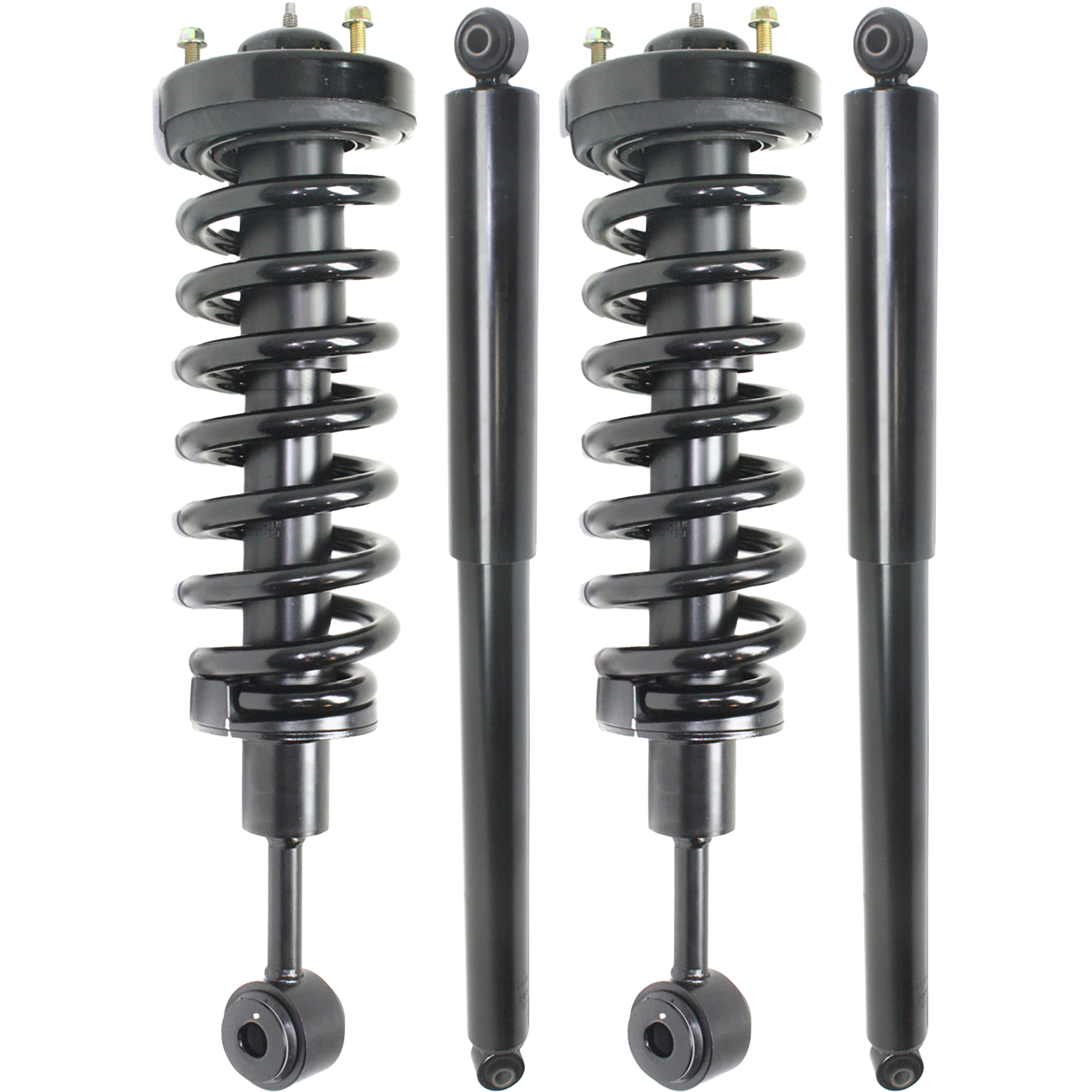 AM F 150-04-08 MARK LT 06-08 FRONT AND REAR SHOCK AND FULLY LOADED STRUT RH AND LH Gas Charged Set of 4 SKU SET JF280510-4 OEM 6L3Z18125L 4L3Z18124EA 4L3Z181