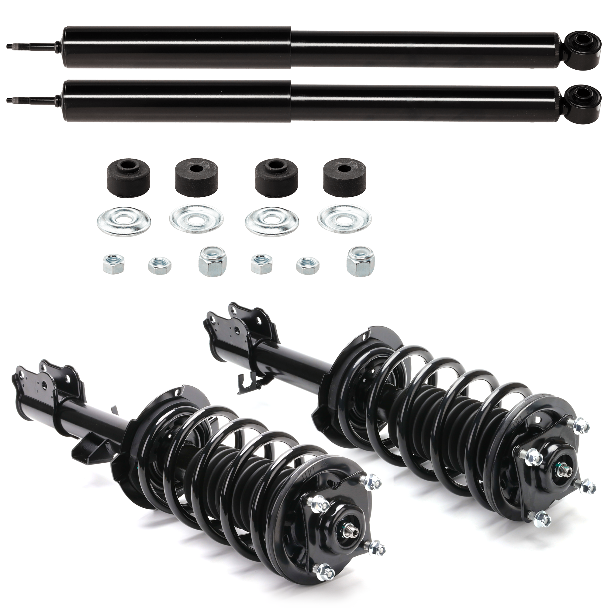 AM ESCAPE 01-07 TRIBUTE 01-06 FRONT AND REAR SHOCK AND FULLY LOADED STRUT RH AND LH Gas Charged Twin tube Set of 4 SKU SET JF280525-4 OEM 3U2Z18124VAA 6L8Z18124AC 8L8Z1