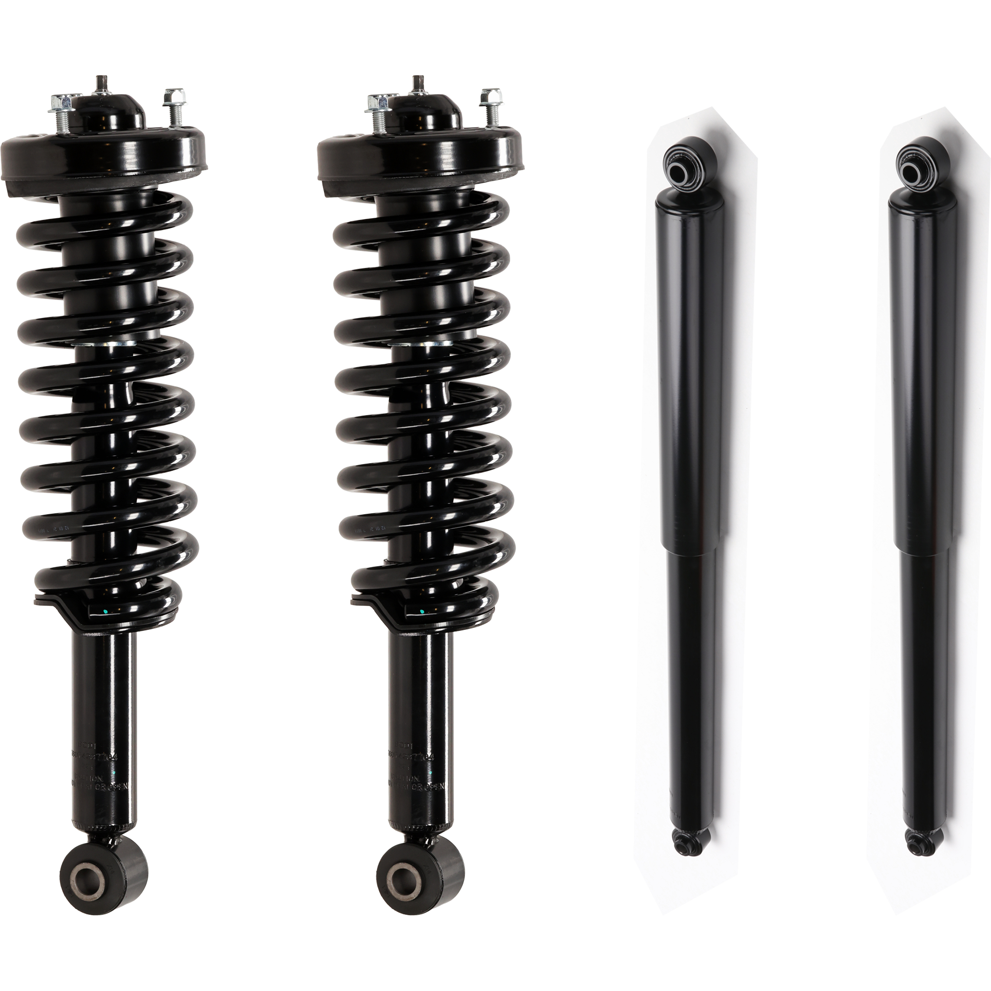 AM F 150-09-13 FRONT AND REAR SHOCK AND FULLY LOADED STRUT RH AND LH Gas Charged Twin tube Set of 4 SKU SET JF280538-4 OEM 9L3Z18125F AL3Z18124AA AL3Z181