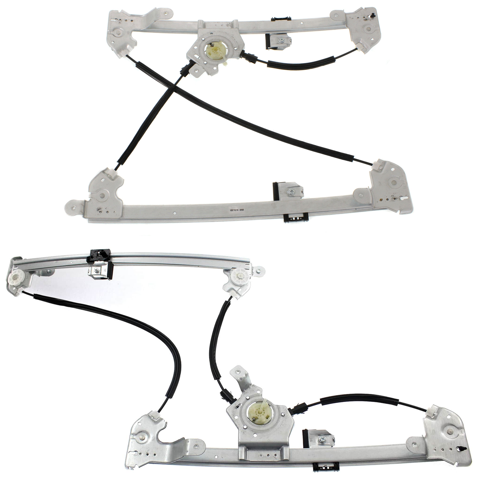 AM F 150-04-06 FRONT WINDOW REGULATOR RH and LH Power w o Motor SKU SET JF462931 Partslink FO1350161 FO1351161 OEM 4L3Z1523200CA PFM 4L3Z1523201C
