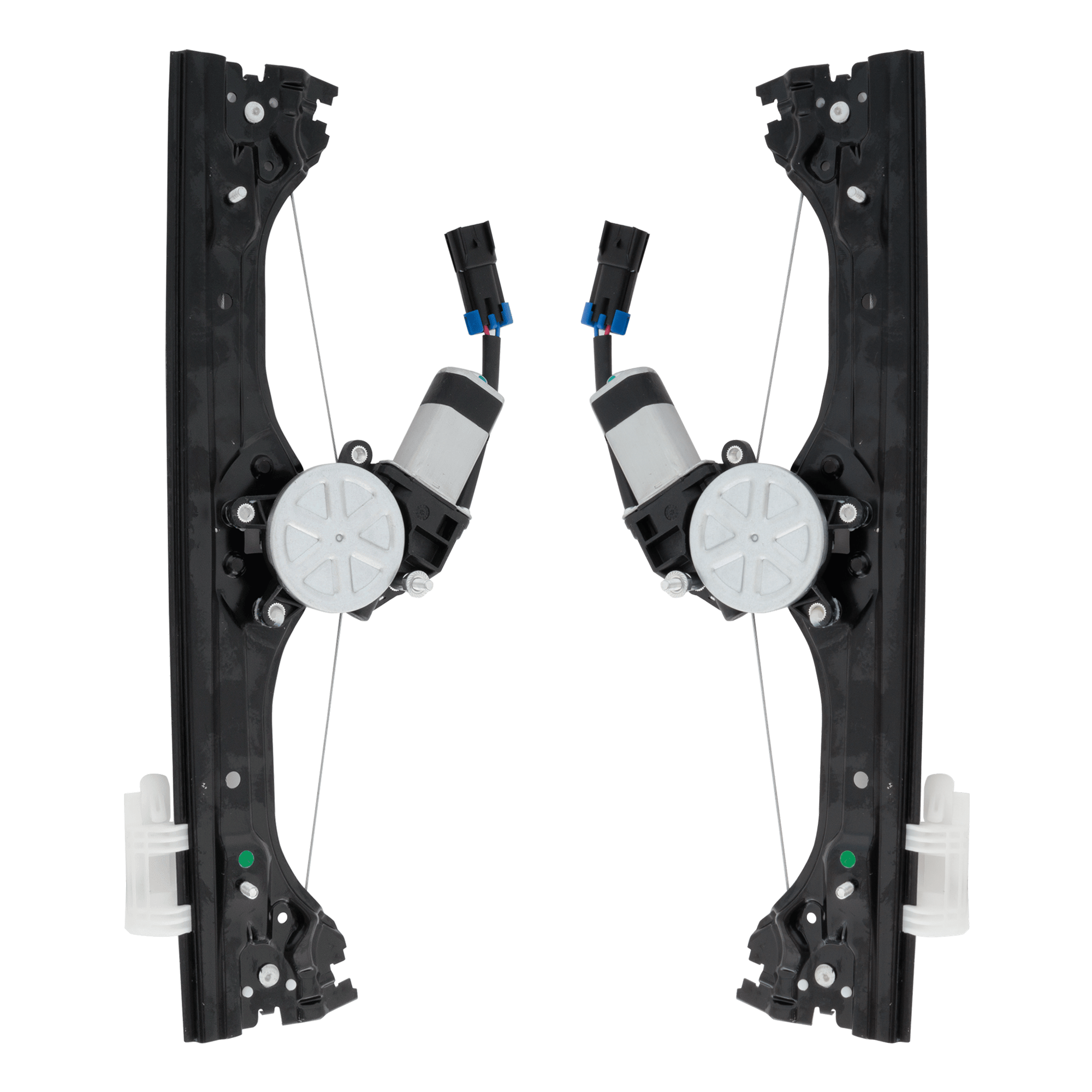 AM FIAT 500-12-19 FRONT WINDOW REGULATOR RH AND LH Power w Motor Hatchback SKU SET JF462977 Partslink FI1351100 OEM 68070266AE 68070267AD
