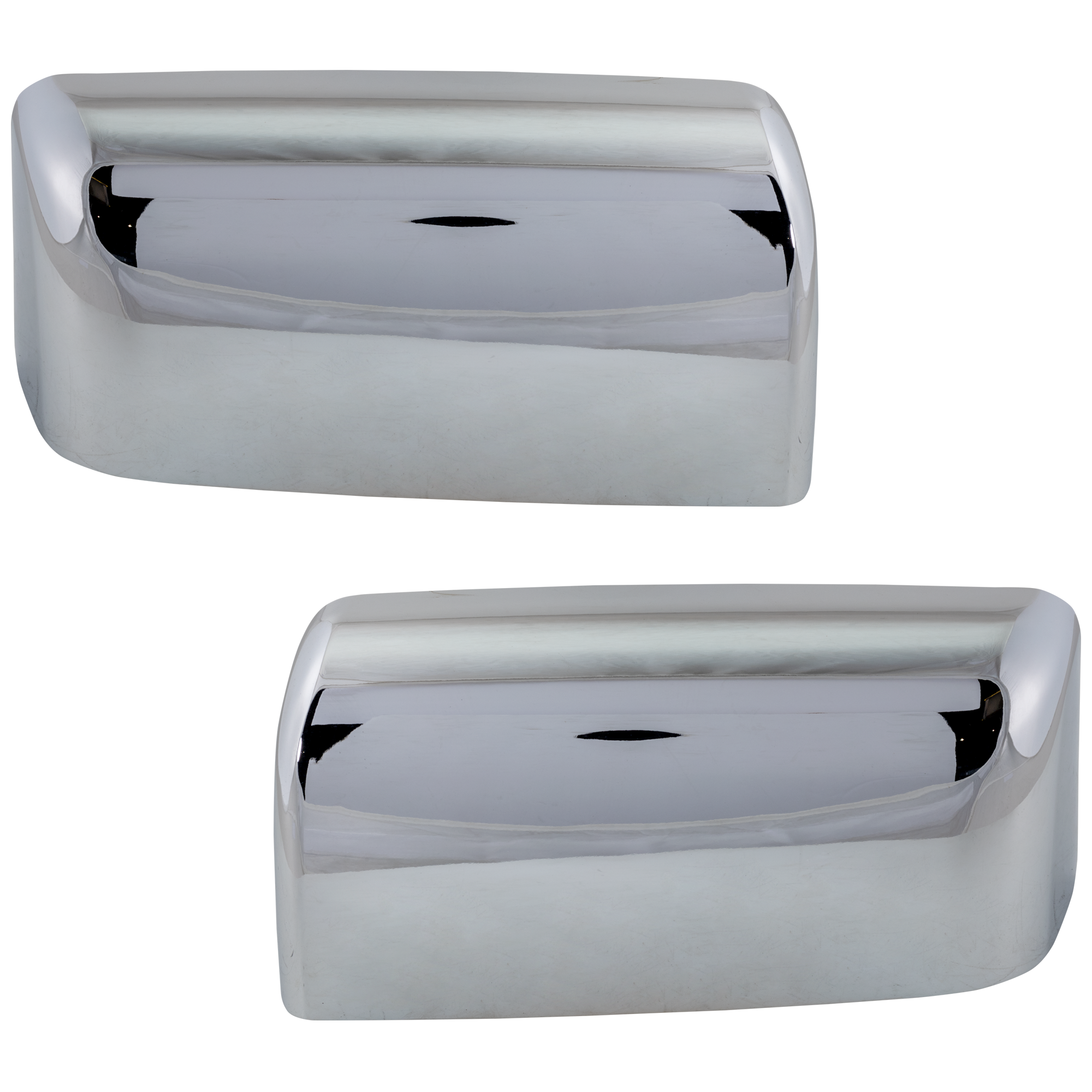 AM F 150-07-14 MIRROR COVER RH AND LH Towing w o Signal Light Chrome SKU SET JF47170005 Partslink FO1327123 FO1326123 OEM 8L3Z17D742AA 8L3Z17D743AA