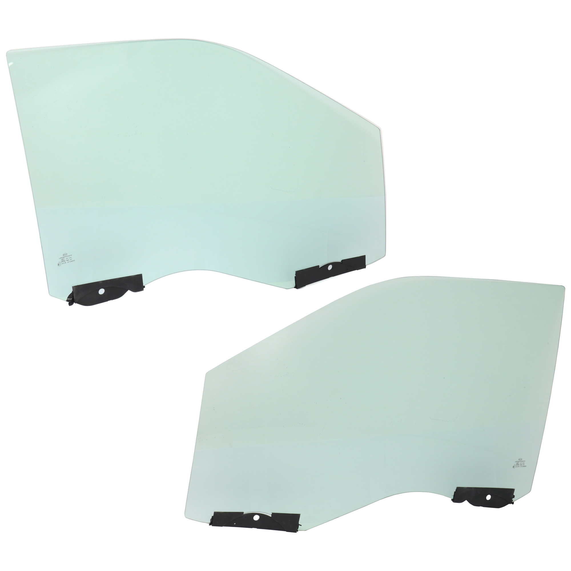 AM F 150-15-18 FRONT DOOR GLASS RH AND LH Green Tint w Clips Laminated SKU SET JF480141 OEM FL3Z1521410B DD12393GTYN FL3Z1