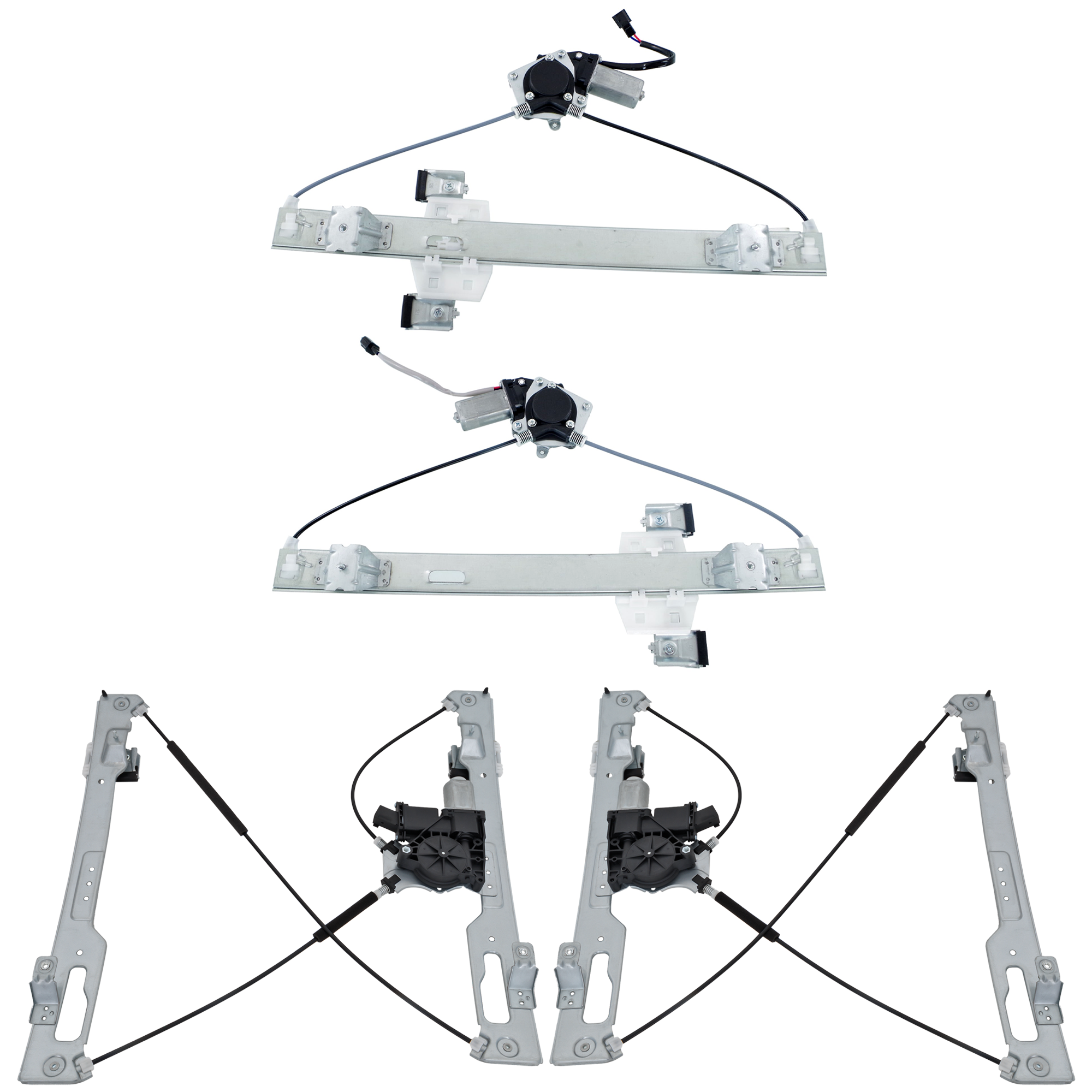 AM F 150-11-14 FRONT AND REAR WINDOW REGULATOR RH AND LH Set of 4 SKU SET JF491719-4 Partslink FO1550127 FO1551127 OEM AL3Z1827000A AL3Z1827001A BL3Z