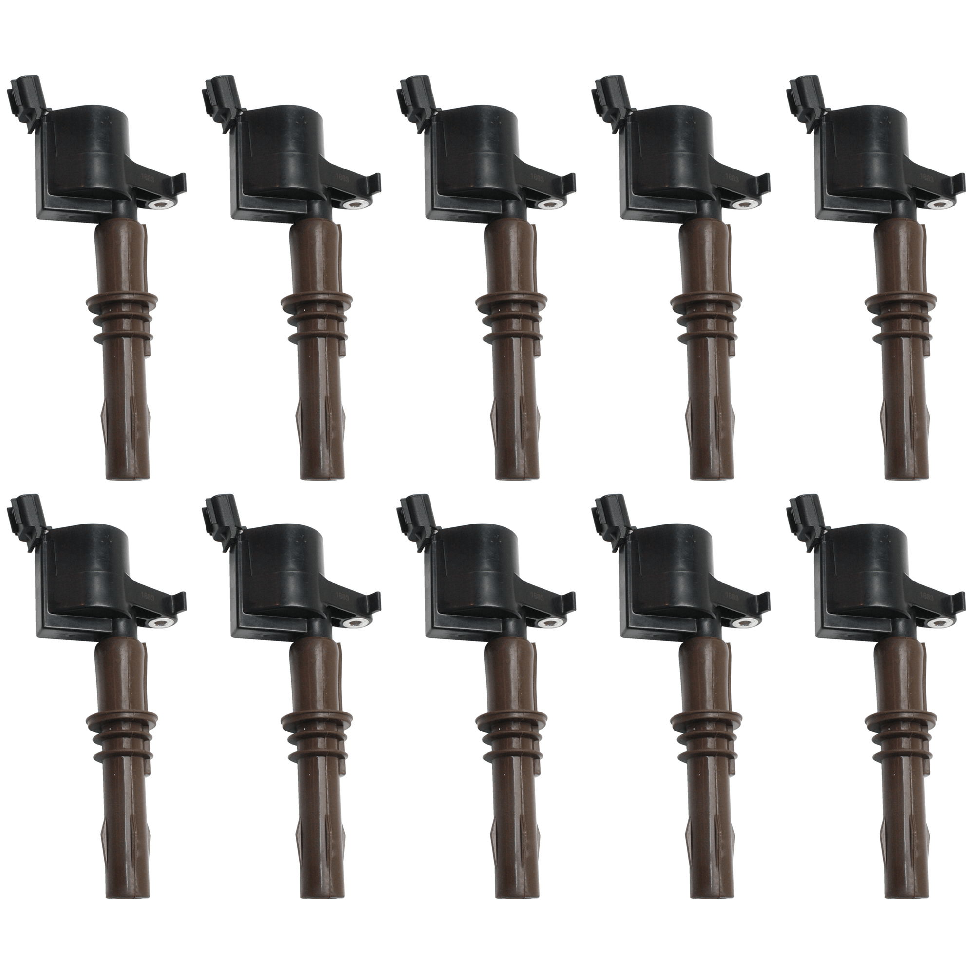 AM EXPEDITION 08-14 EXPLORER 08-10 IGNITION COIL Coil on Plug 12 volts 2 Male Blade Terminals w Brown Coil Boots Set of 10 SKU SET JF504617-10