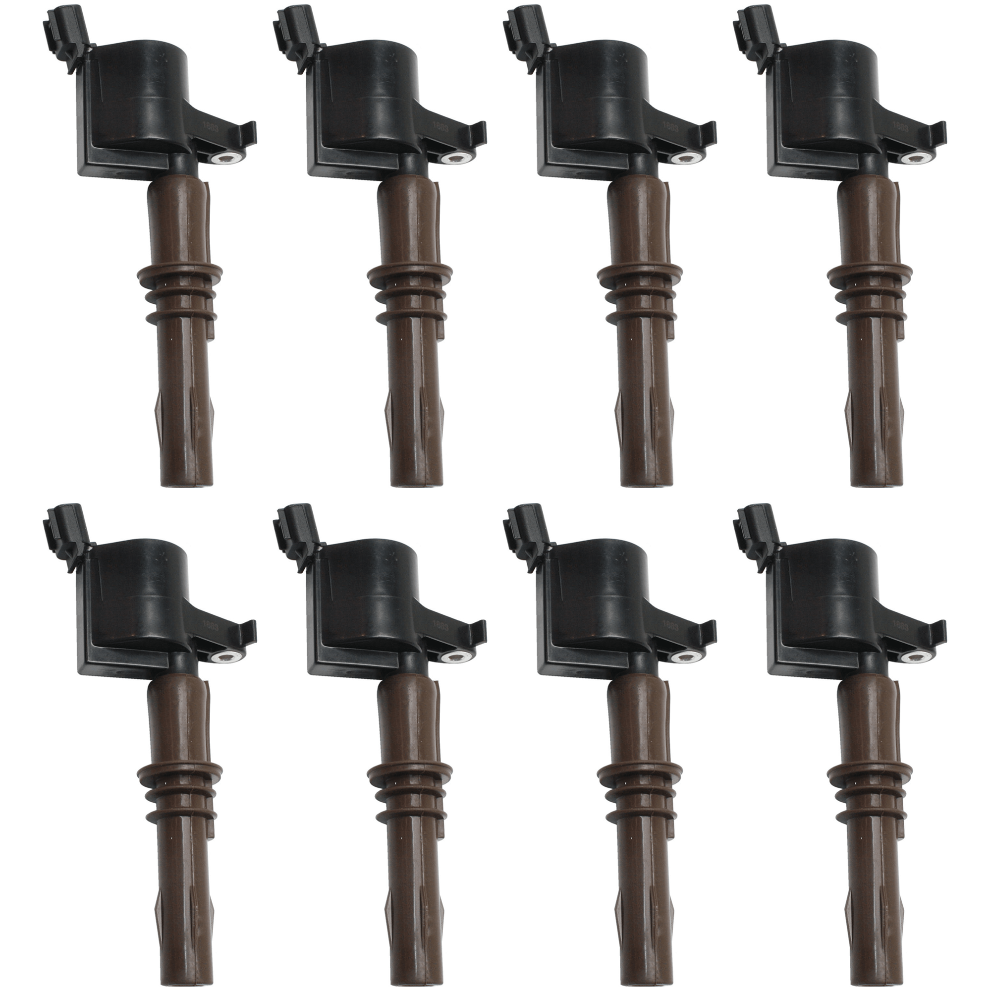 AM EXPEDITION 08-14 EXPLORER 08-10 IGNITION COIL Coil on Plug 12 volts 2 Male Blade Terminals w Brown Coil Boots Set of 8 SKU SET JF504617-8