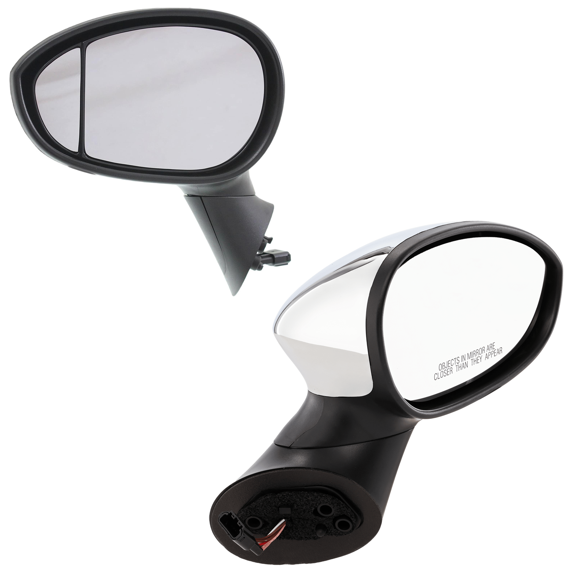AM FIAT 500-12-18 MIRROR RH AND LH Power Manual Folding Heated Type 1 Hatchback Chrome SKU SET JFA02CR Partslink FI1320101 FI1321101 OEM 5182468AC PFM 68087589AC PFM