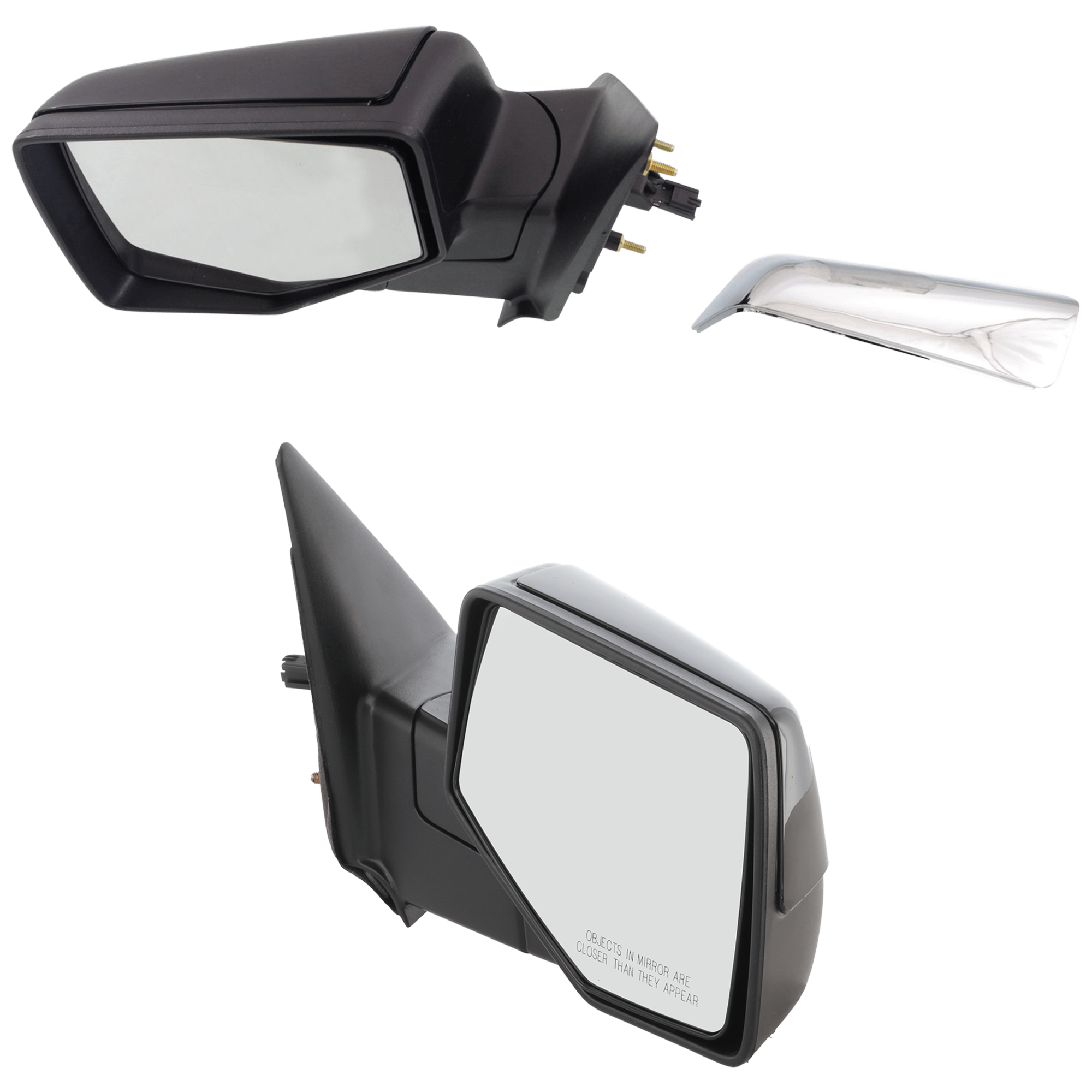 AM RANGER 06-11 MIRROR RH AND LH Power Manual Folding Non Heated Chrome Paintable 2 Caps SKU SET JFD102ER Partslink FO1320289 FO1321289 OEM 8L5Z17682DA 8L5Z17683DA