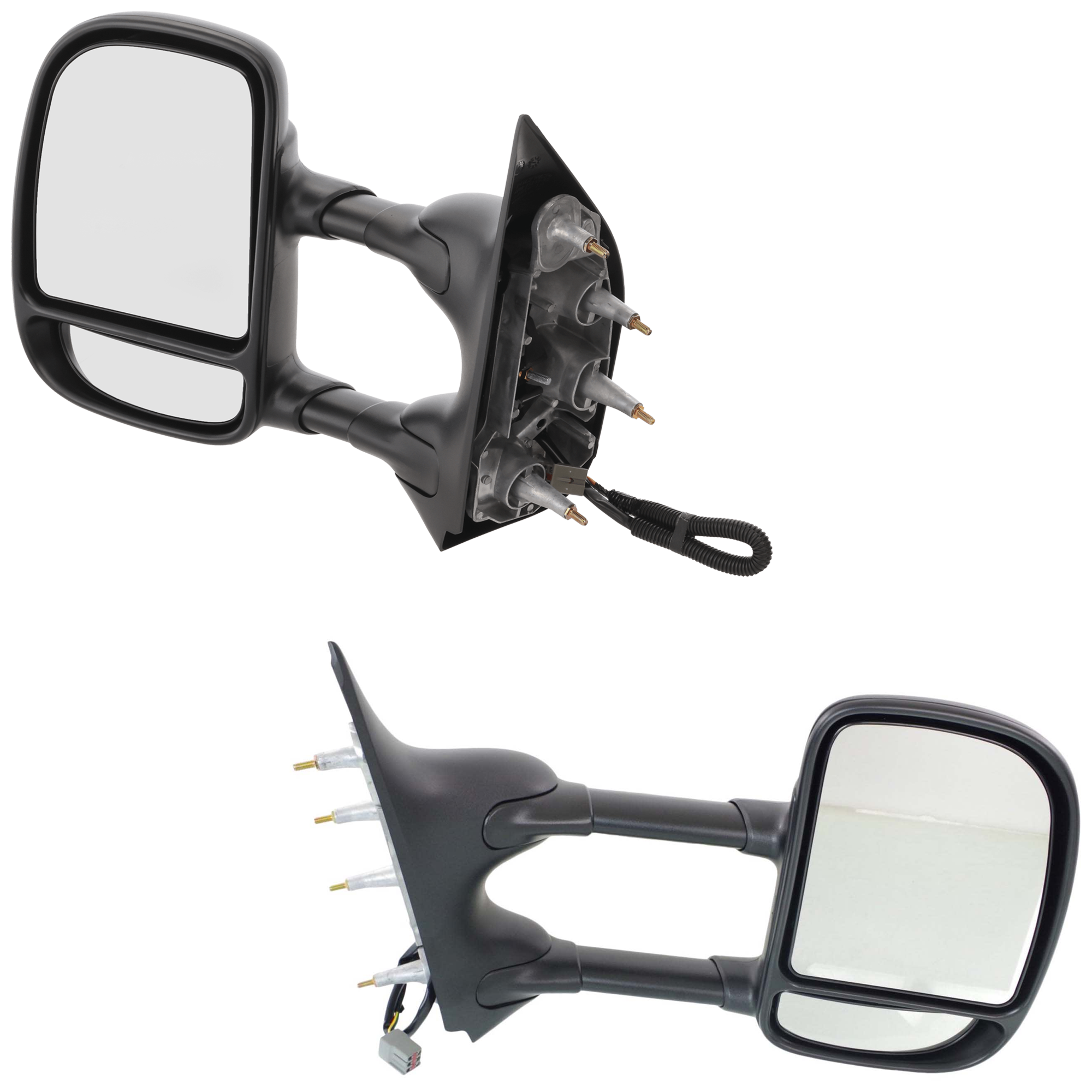 AM ECONOLINE VAN 09-14 TOWING MIRROR RH AND LH Power Manual Folding Non Heated Textured No Auto dimming BSD Memory and Signal Light SKU SET JFD125ER Partslink FO1320329 FO1321329 OEM 9C2Z17682CA 9C2Z17683CA