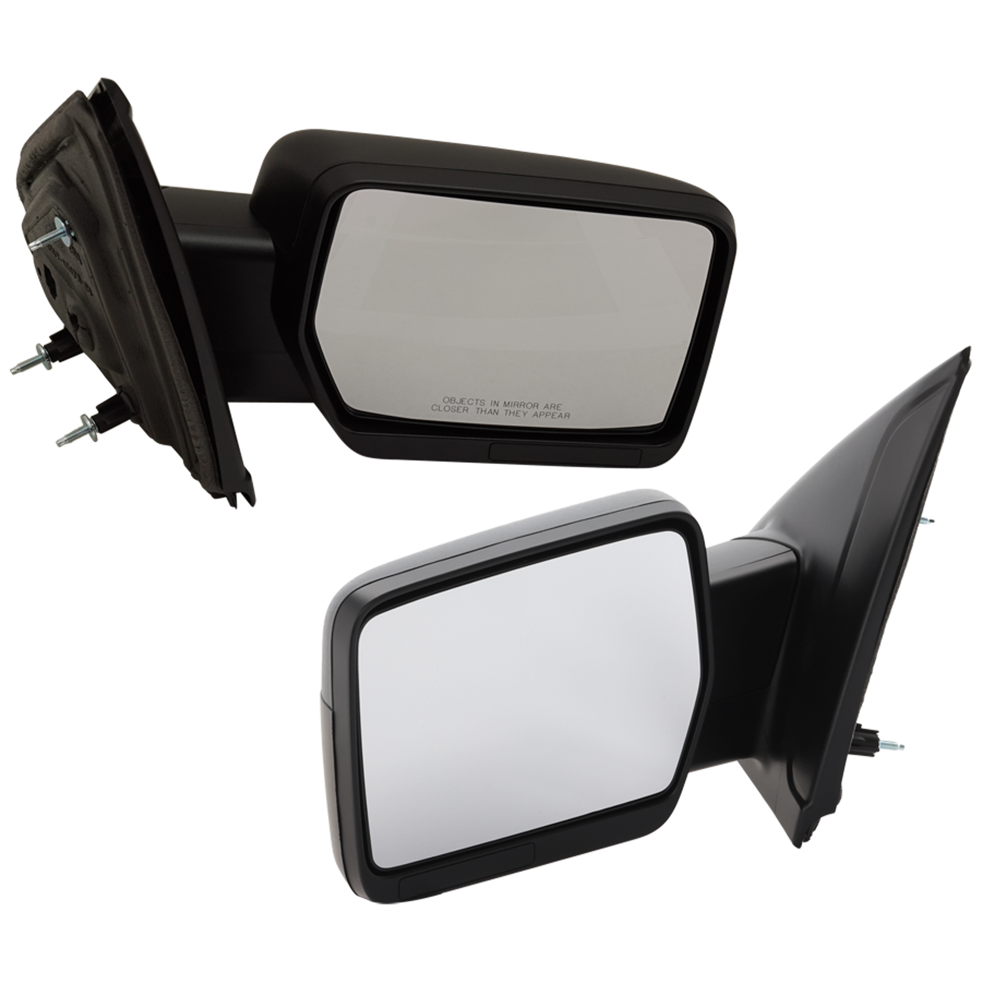 AM F 150-09-10 MIRROR RH AND LH Non Towing Manual Adjust Manual Folding Non Heated Textured No Auto dimming BSD Memory and Signal Light SKU SET JFD131R Partslink FO1320347 FO1321347 OEM 9L3Z17682AA 9L3Z17683AA
