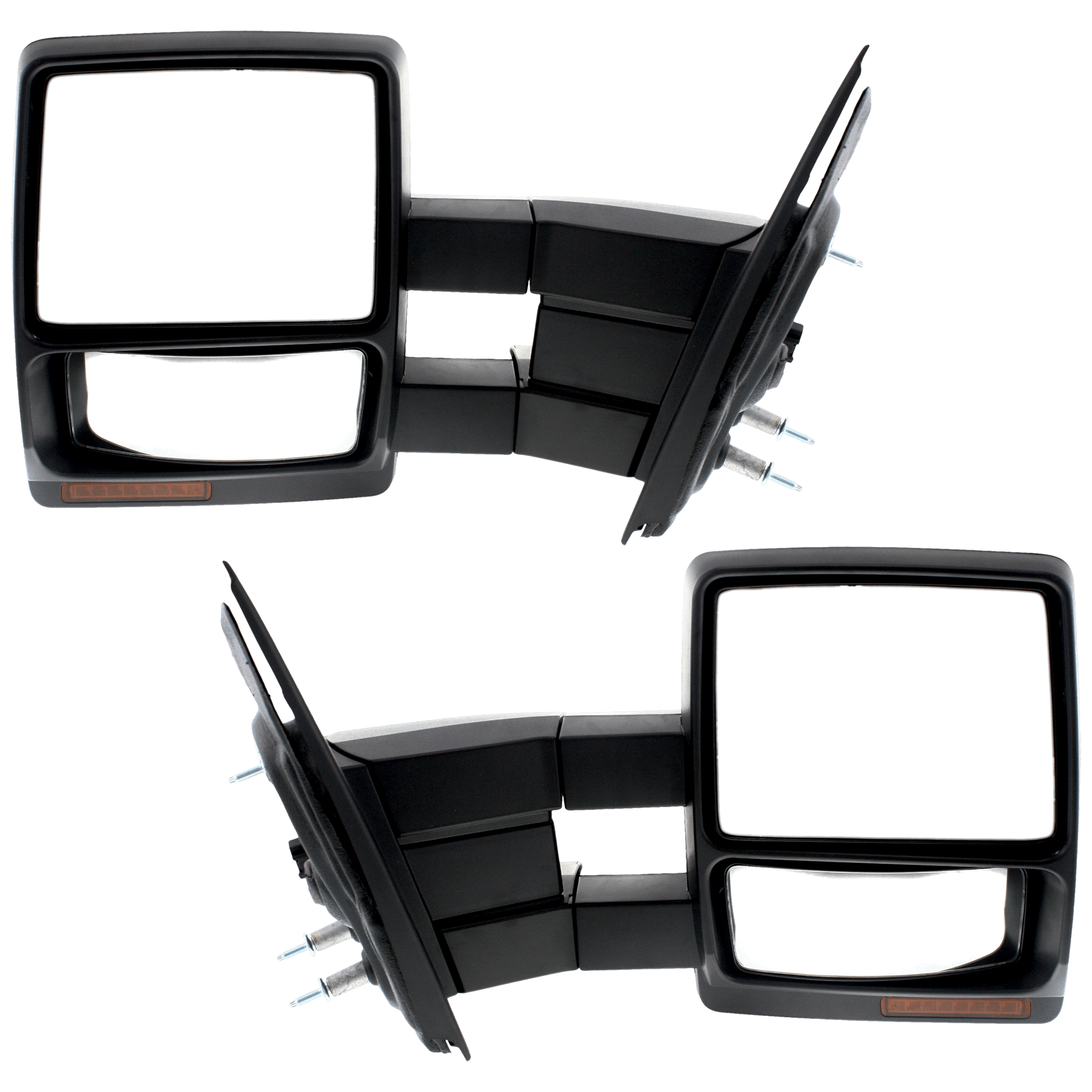AM F 150-07-12 TOWING MIRROR RH AND LH Power Manual Folding Heated Black Textured No Auto dimming BSD In housing Signal Light and Memory SKU SET JFD145ER S Partslink FO1320369 FO1321369 OEM 7L3Z17682AE 7L3Z17683AE