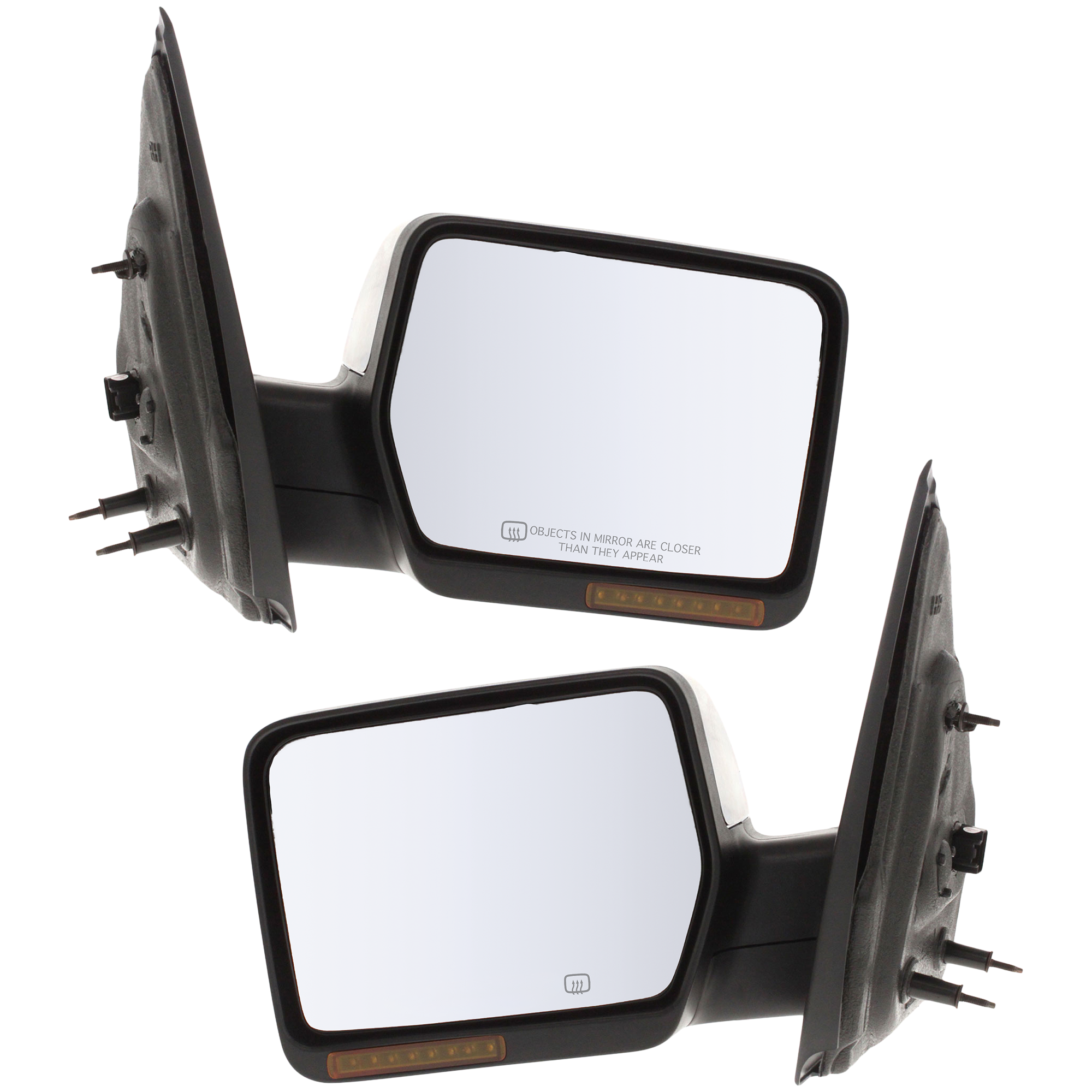 AM F 150-07-08 MIRROR RH AND LH Non Towing Power Manual Folding Heated Chrome w In housing Signal Light No Auto dimming BSD and Memory SKU SET JFD146ER S Partslink FO1320357 FO1321357 OEM 8L3Z17682GA 8L3Z17683GA