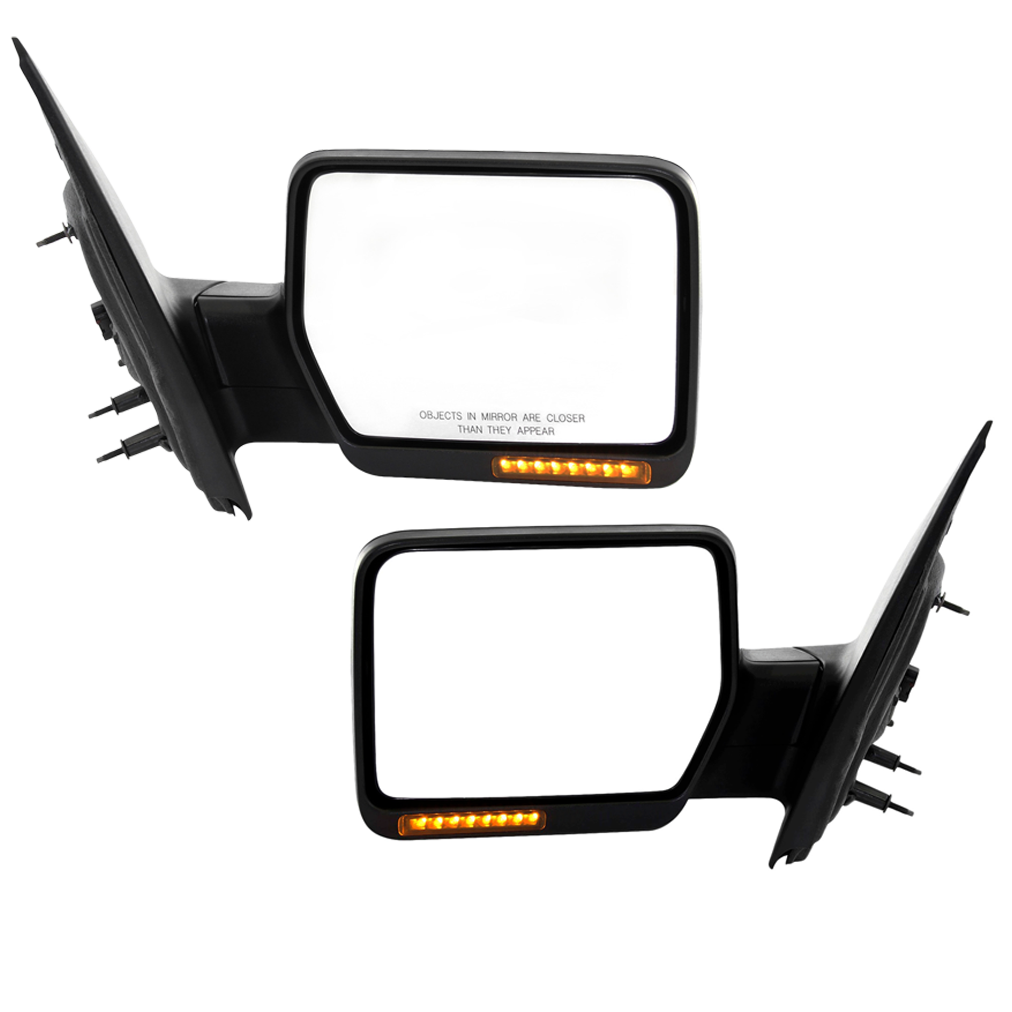 AM F 150-07-08 MIRROR RH AND LH Non Towing Power Manual Folding Heated Chrome w In housing Signal Light and Memory No Auto dimming and BSD SKU SET JFD148ER S Partslink FO1320334 FO1321334 OEM 8L3Z17682BA 8L3Z17683BA