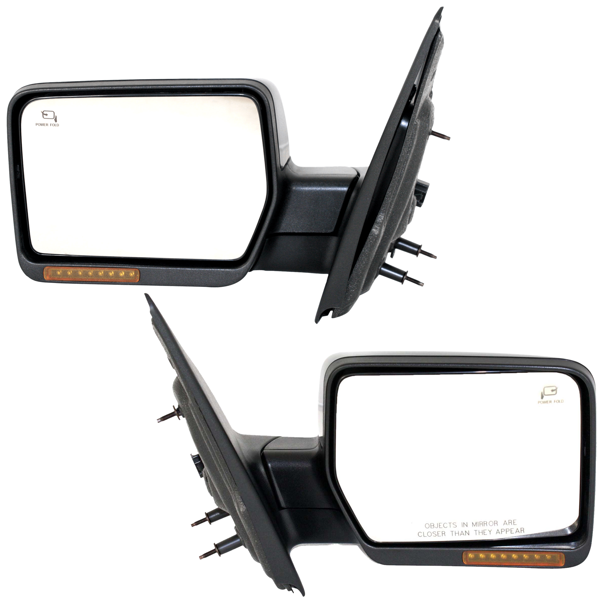 AM F 150-07-08 MIRROR RH AND LH Non Towing Power Power Folding Heated Paintable w In housing Signal Light and Memory No Auto dimming and BSD SKU SET JFD149ER S Partslink FO1321373 OEM 8L3Z17682TA 8L3Z17683TA PFM