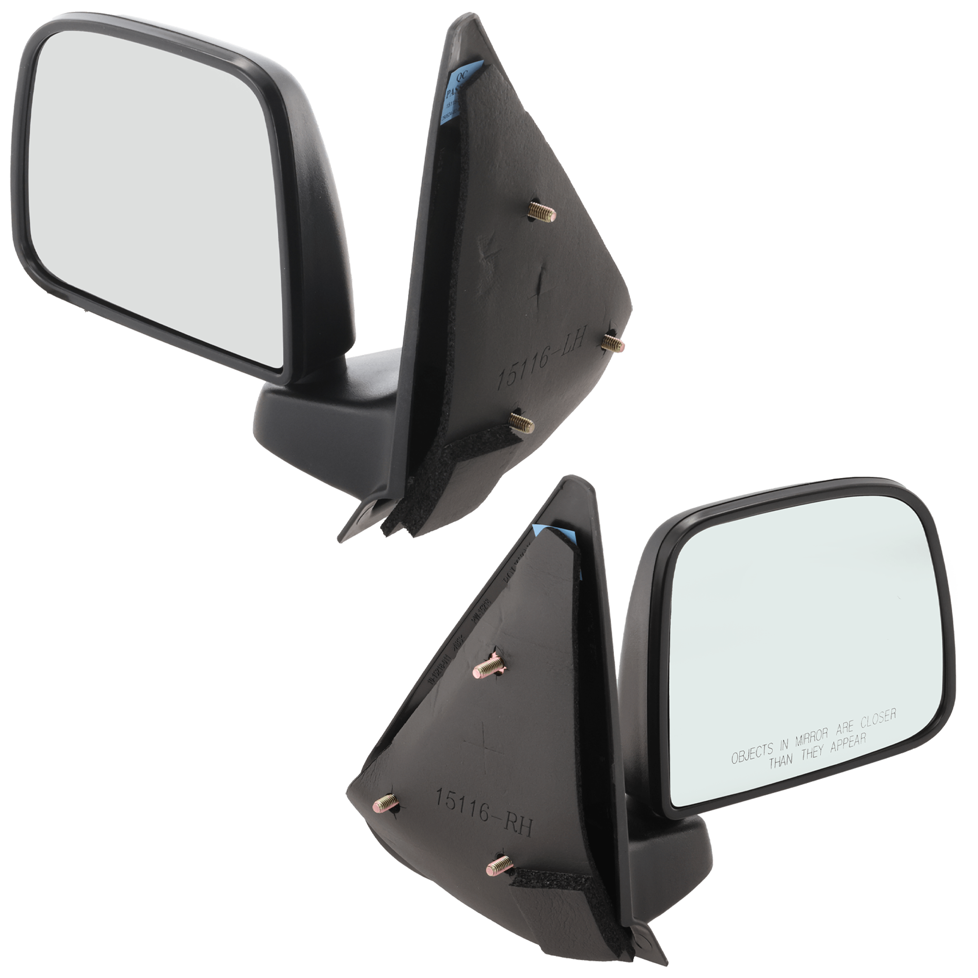 AM RANGER 93-05 MAZDA PICKUP 94-02 MIRROR RH AND LH Manual Adjust Manual Folding Non Heated Textured Paddle Style SKU SET JFD14R Partslink FO1320156 FO1321156 OEM F87Z17682SAA F87Z17683SAB